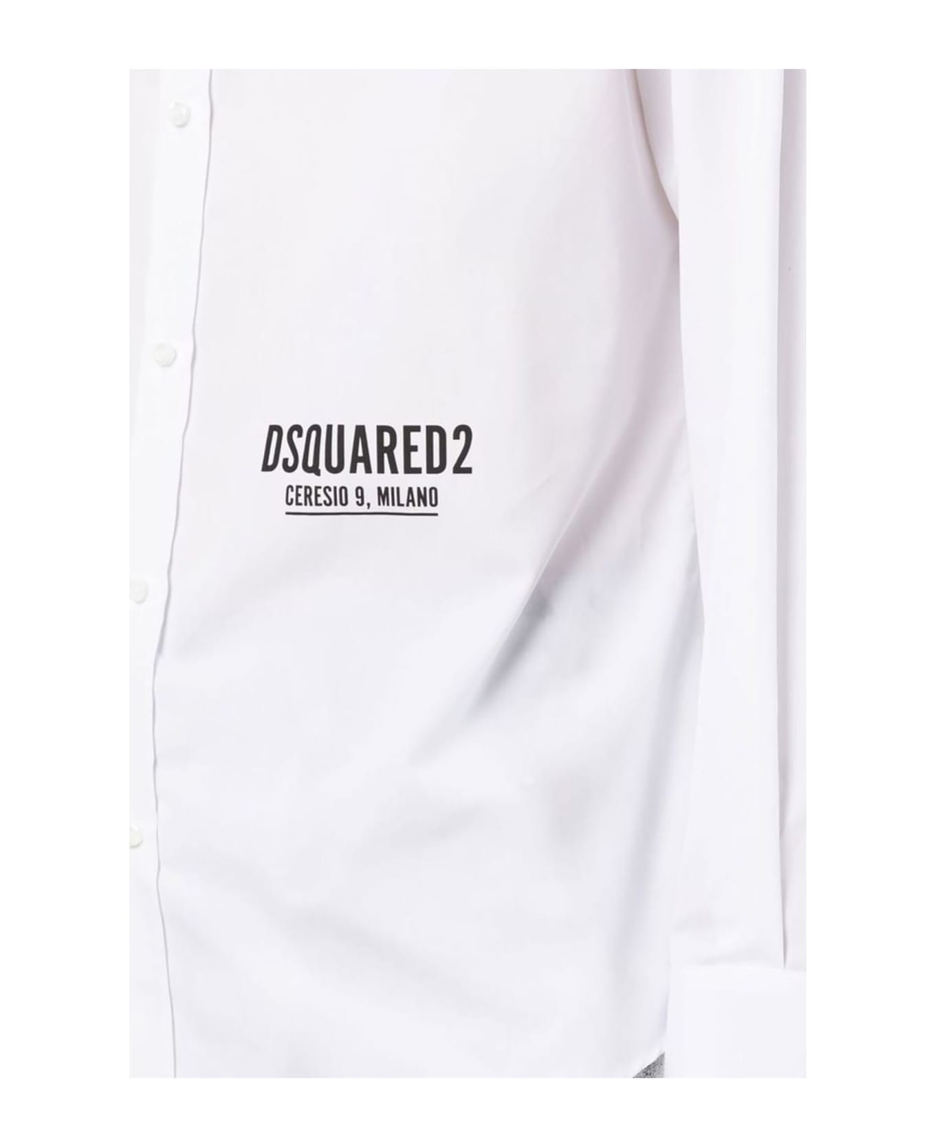 Dsquared2 Cotton Shirt With Contrasting Color Logo - White シャツ