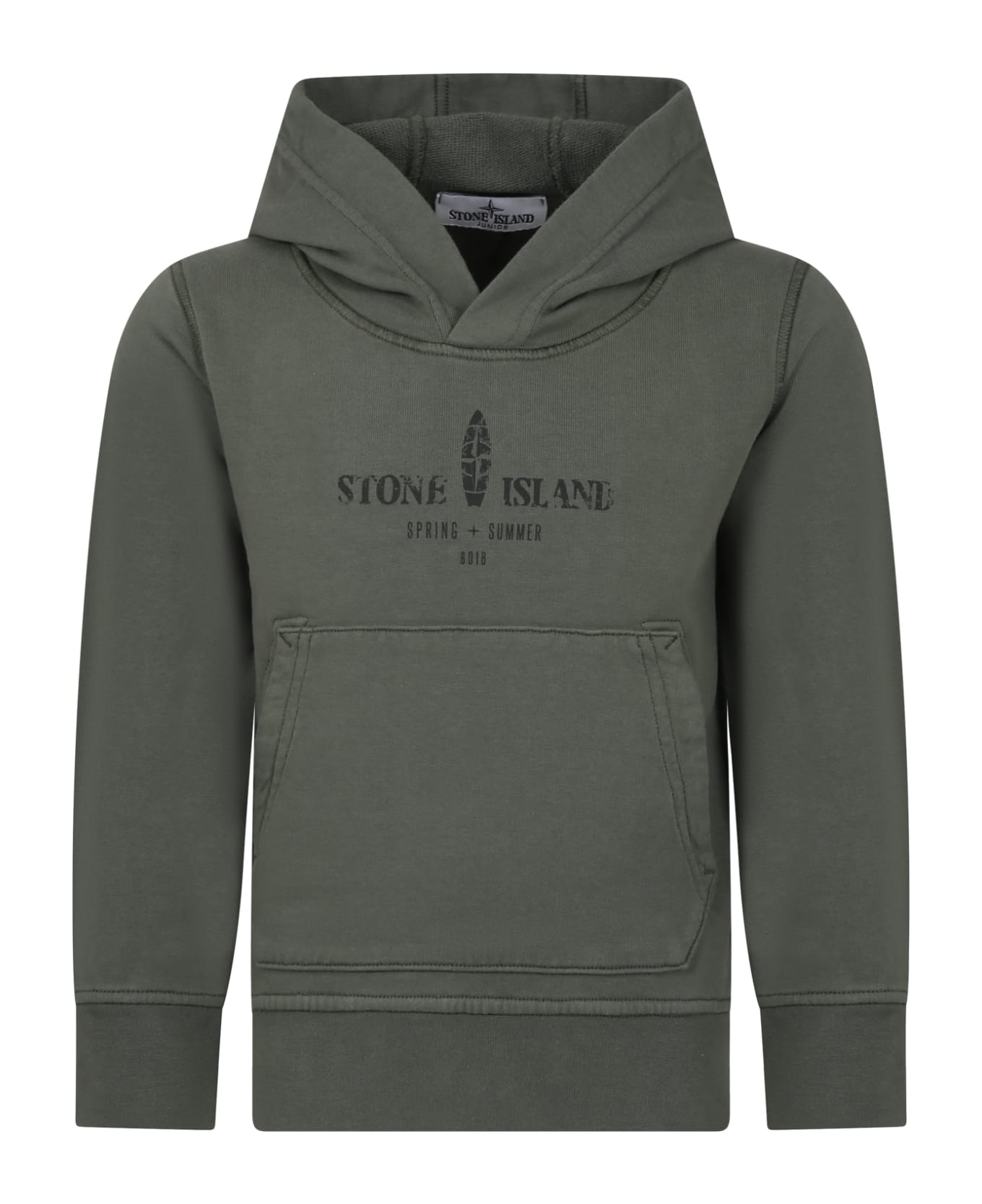 Stone Island Junior Green Sweatshirt For Boy With Logo Print - Green