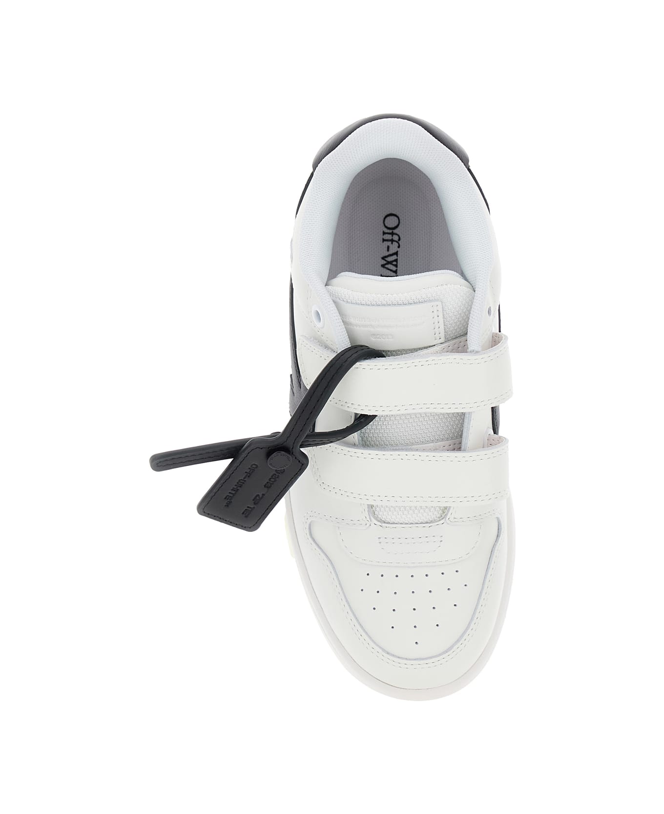 Off-White 'out Of Office' White Low Top Sneakers With Velcro Straps In Leather Boy - White シューズ