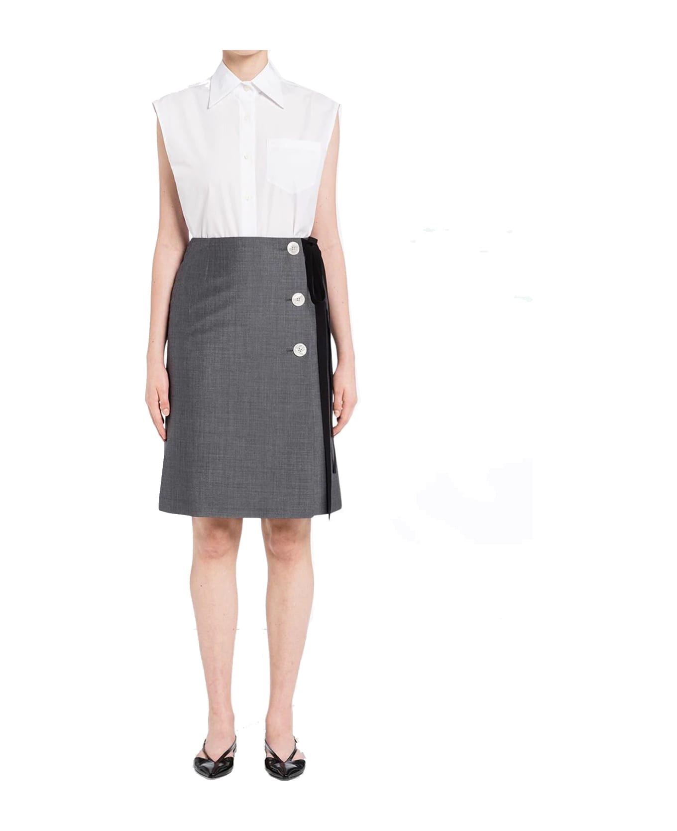 Prada Side-tie Pencil Skirt - Gray