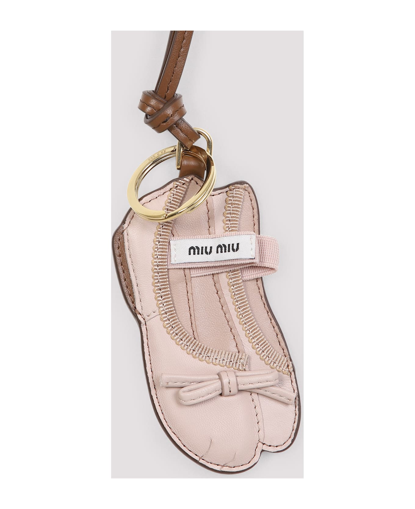 Miu Miu Pastel Pink Leather Keyring | italist