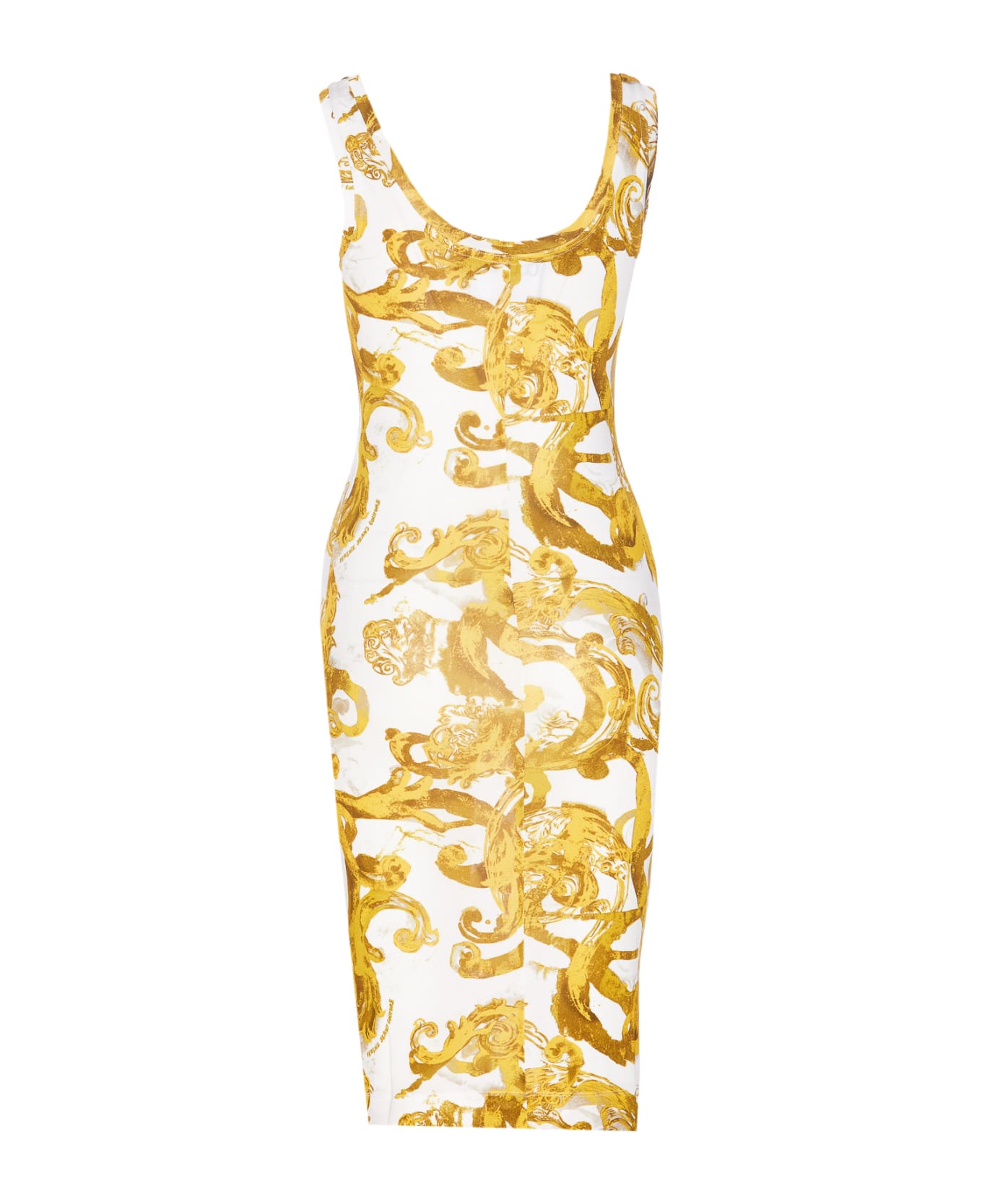 Versace Jeans Couture Watercolor Baroque Dress - White