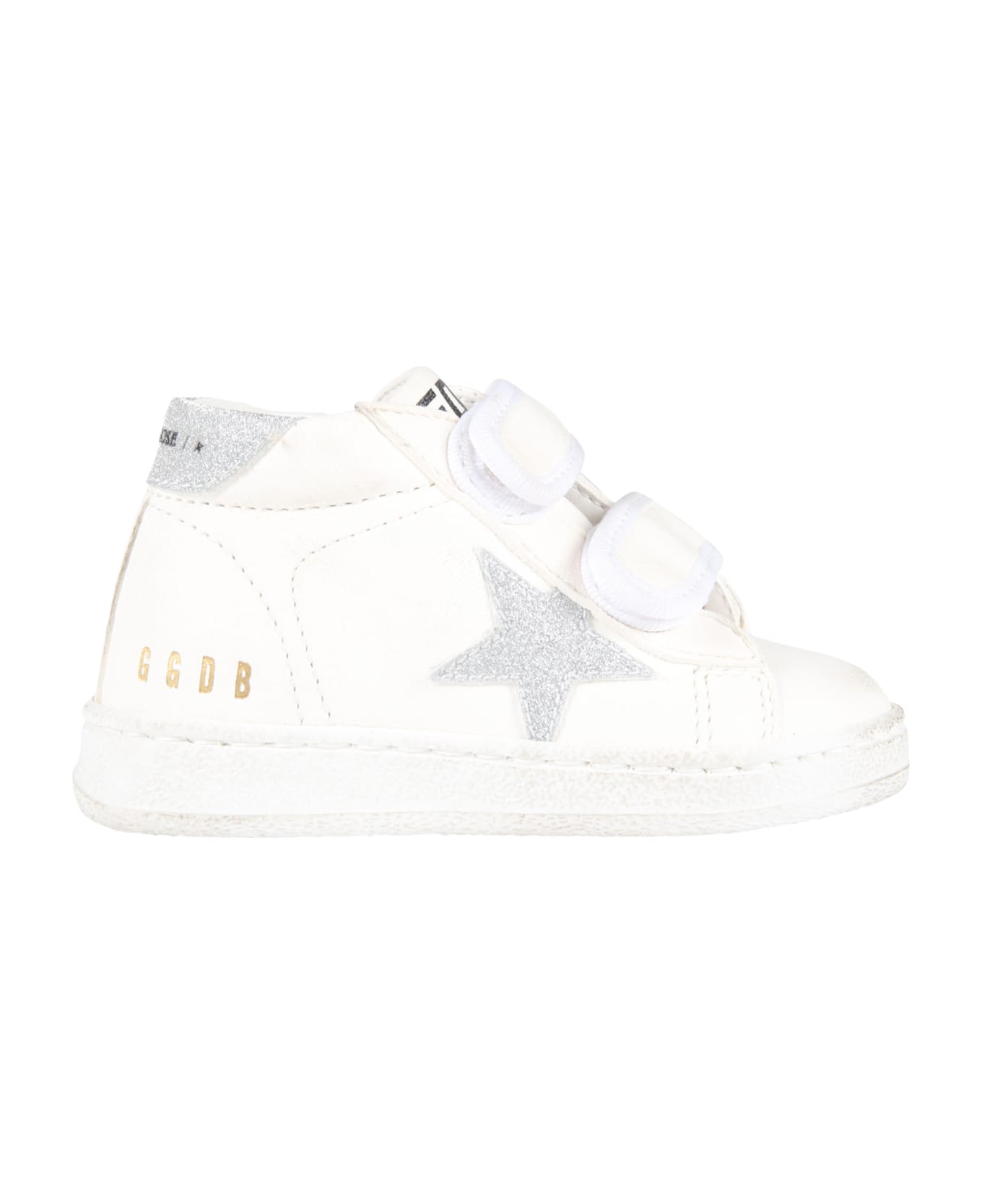 Golden Goose White Sneakers For Girl With Star - White/silver