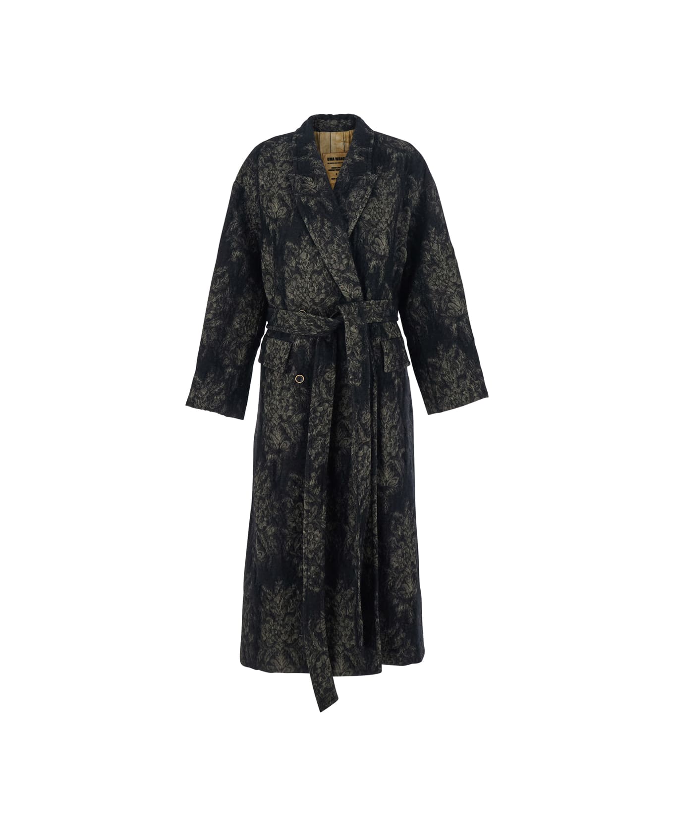Uma Wang 
cicero
 Brown Coat With Belt And Floral Motif In Wool Blend Woman - Brown