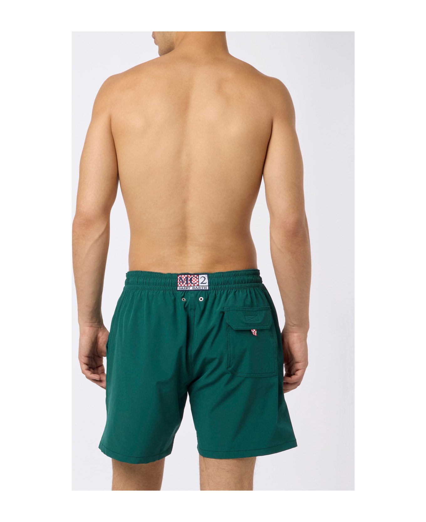 MC2 Saint Barth Classic Stretch Comfort Swim Shorts With Forte Dei Drammi Embroidery | Insulti Luminosi Special Edition - GREEN