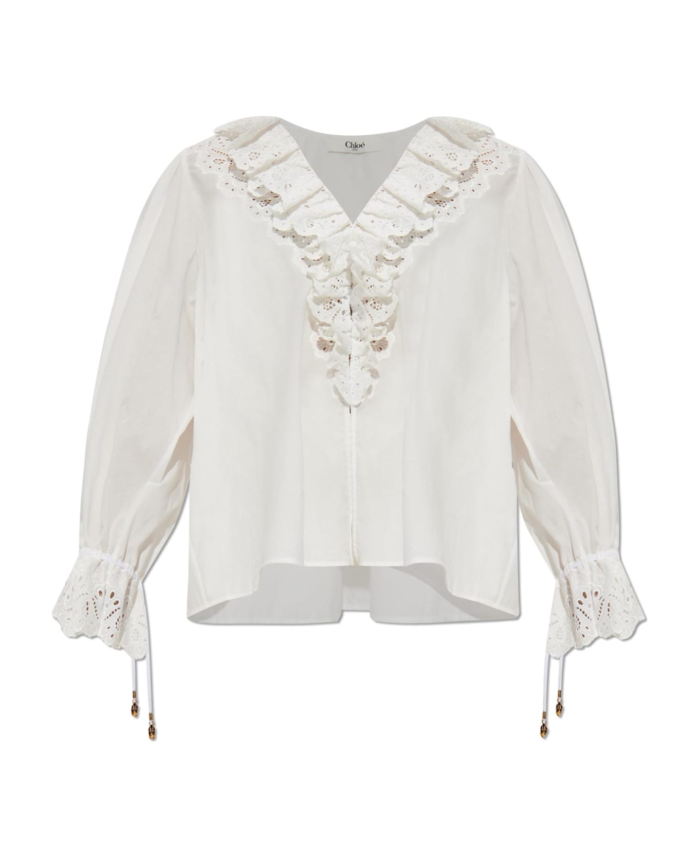 Chloé Top With Openwork Ruffles - White