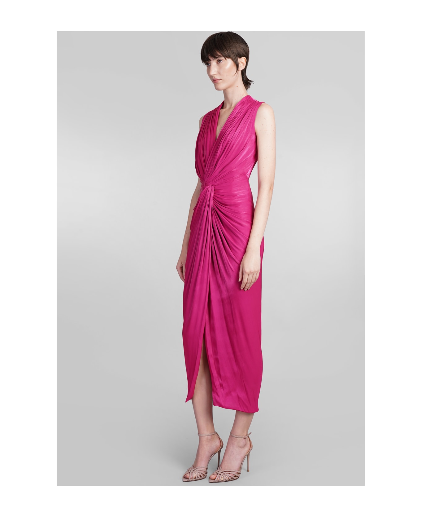 Costarellos Franca Long Dress In Fuxia Polyester - fuxia