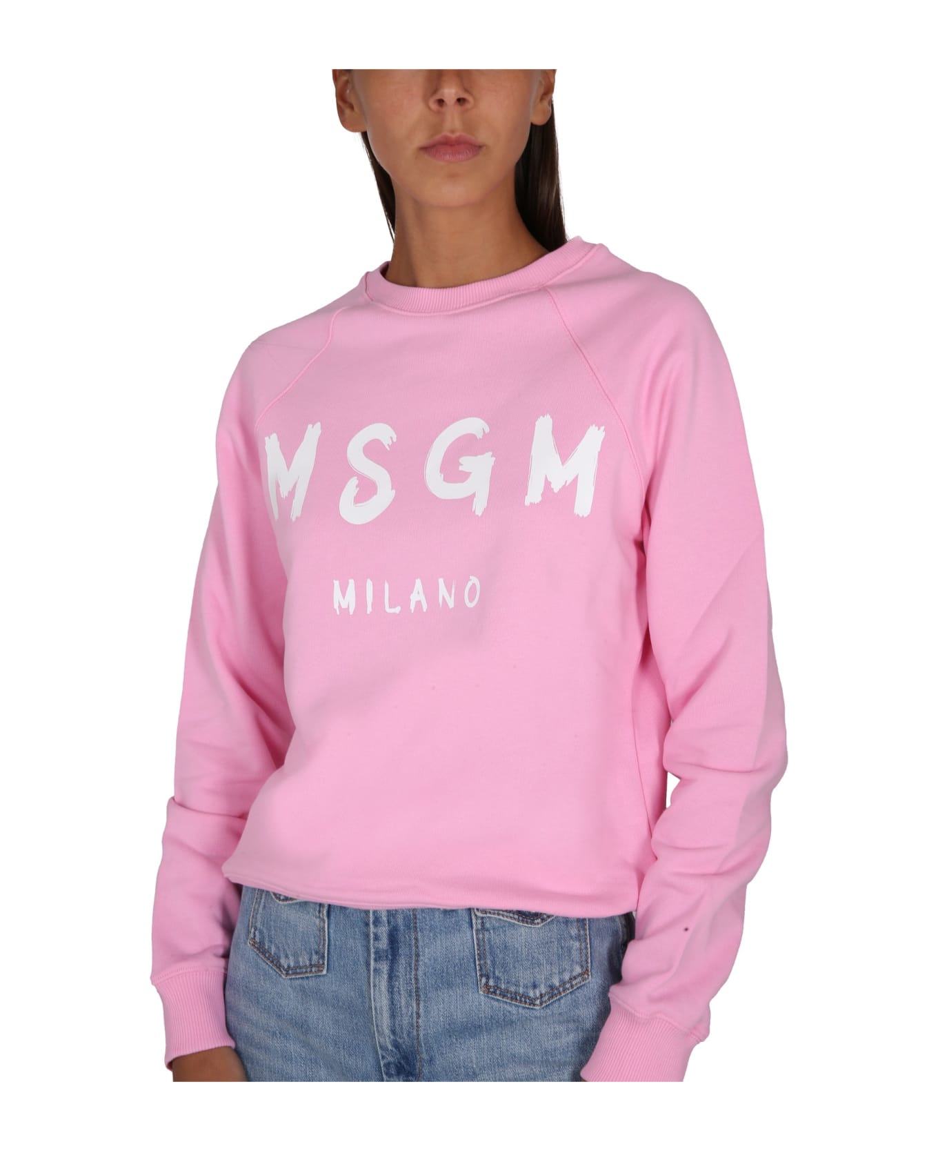 MSGM Sweatshirt With Brushed Logo - Rosa フリース