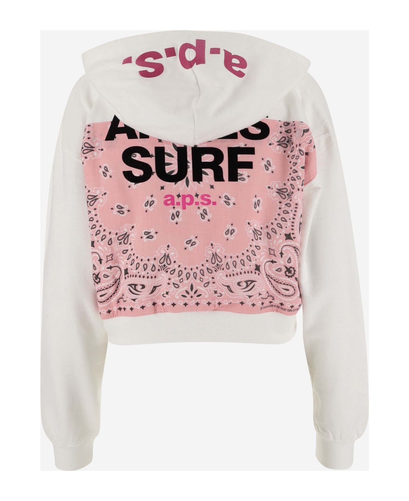 Apres Surf Cotton Blend Crop Hoodie With Logo - White