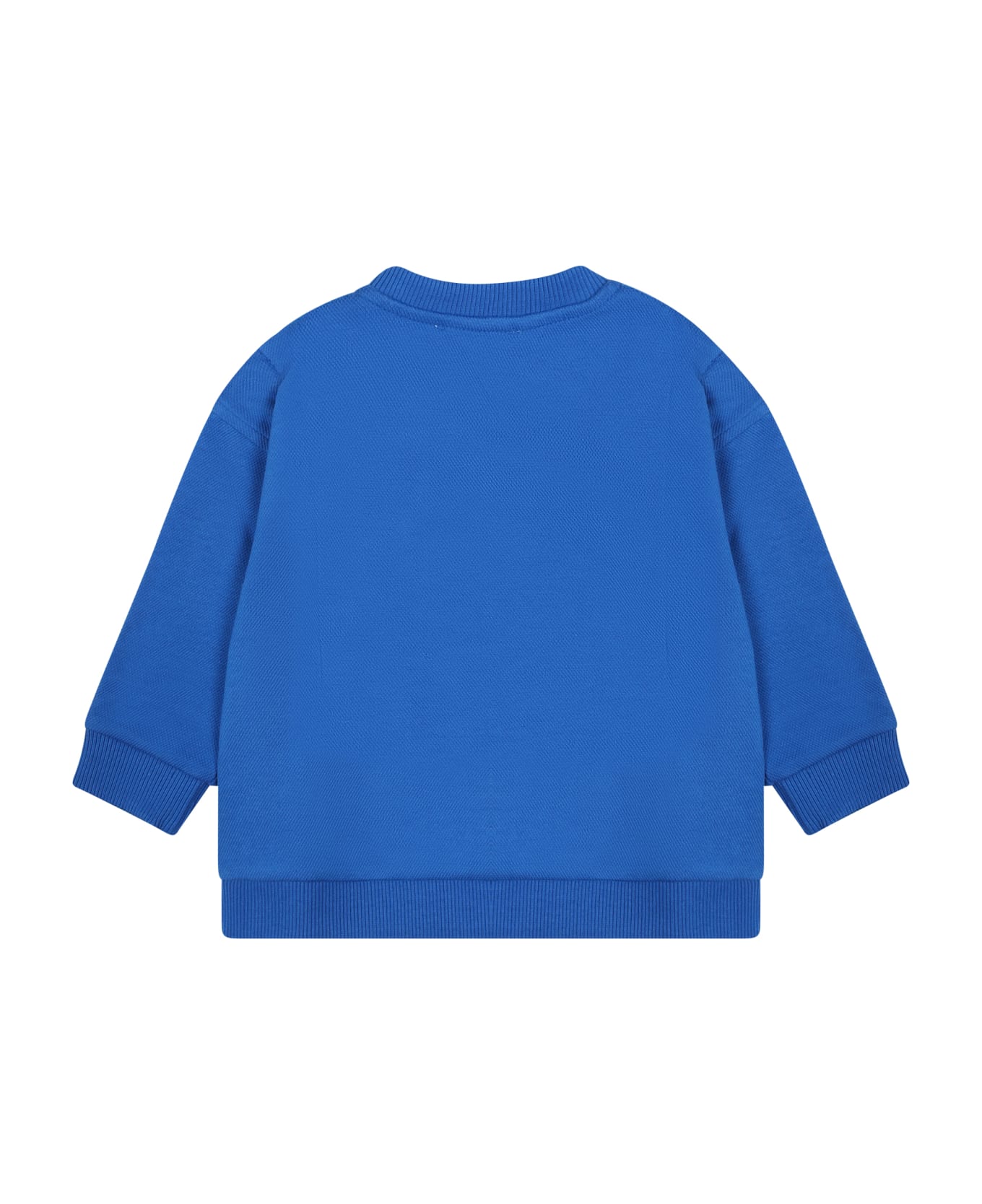Moschino Blue Sweatshirt For Baby Boy With Teddy Bears And Logo - Blue ニットウェア＆スウェットシャツ