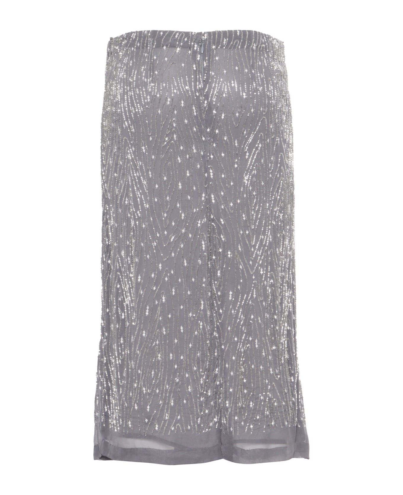 Parosh Gray Skirt With Paillettes - Dark Grey