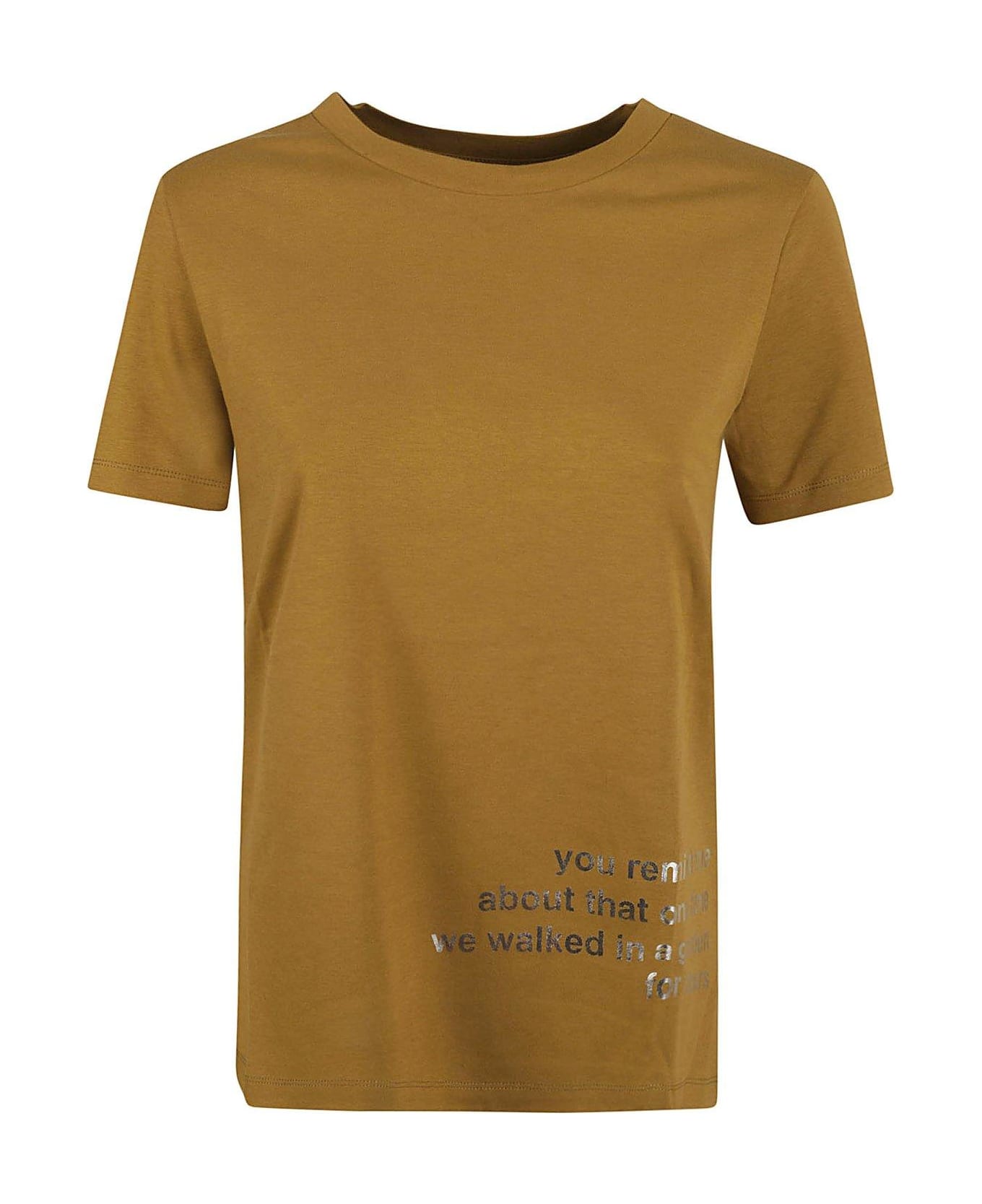 
S Max Mara Slogan Printed Crewneck T-shirt - Ochre
