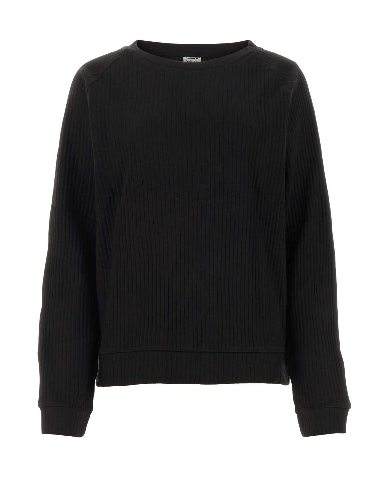 Baserange Black Cotton Sweatshirt - BLACK フリース