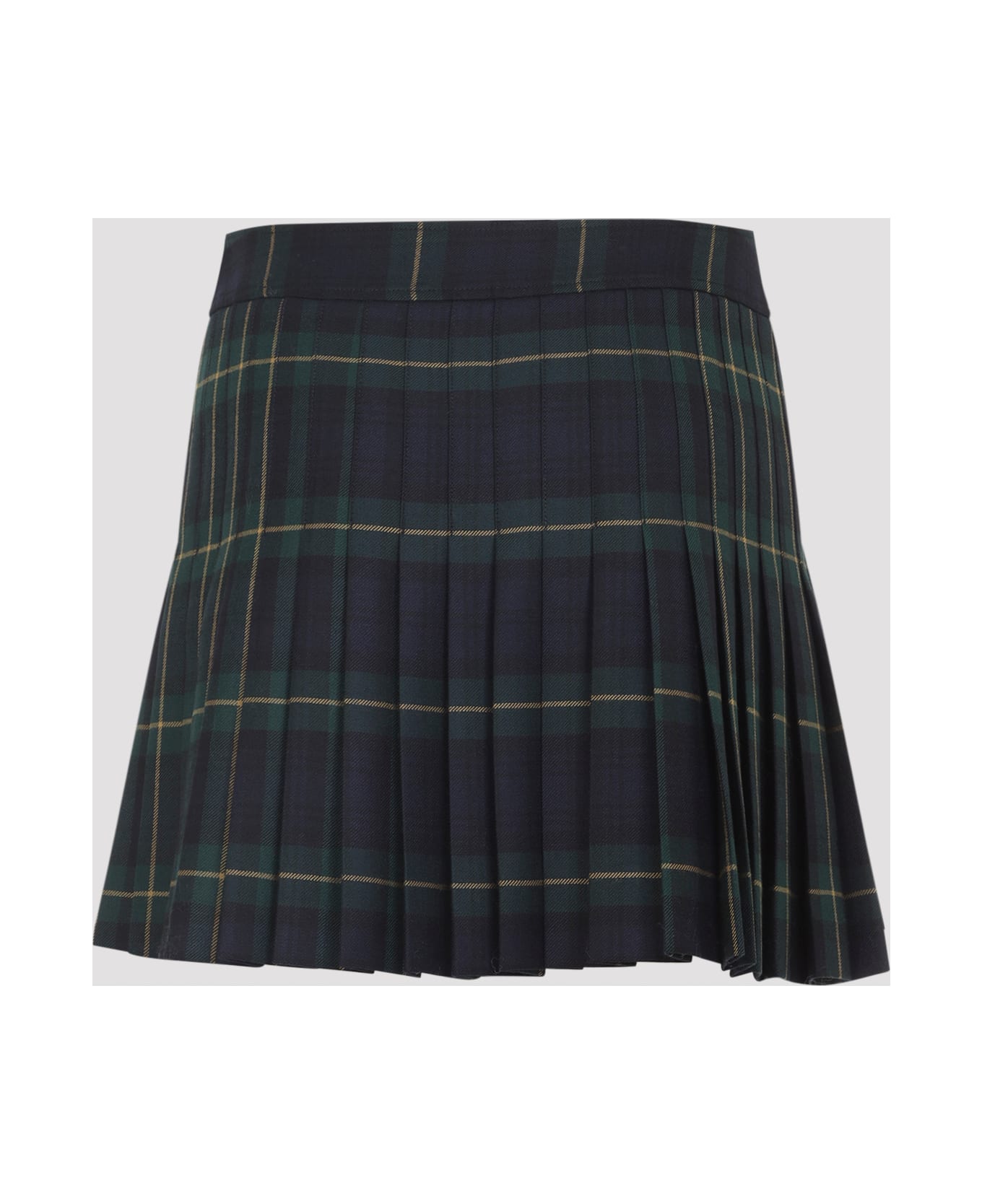 Celine Wool Mini Skirt - GREEN/NAVY/YELLOW