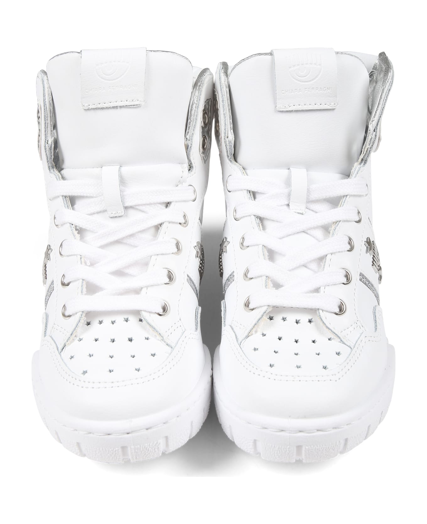 Chiara Ferragni White Sneakers For Girl With Eyestar - White