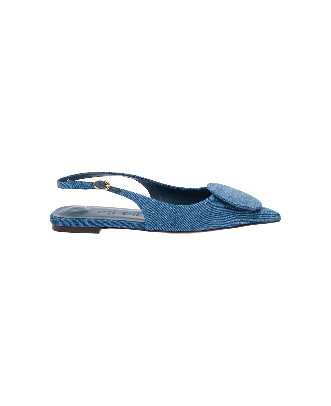 Jacquemus 'les Slingback Duele Plates' Blue Flat Sandals With Geometric Shapes In Denim Woman - Blue