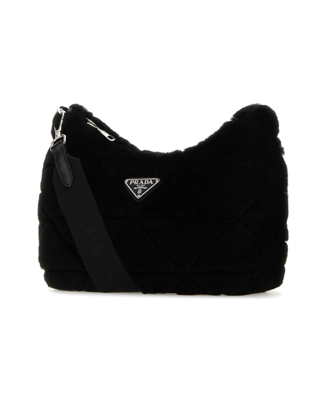 Prada Black Shearling Shoulder Bag - NERO