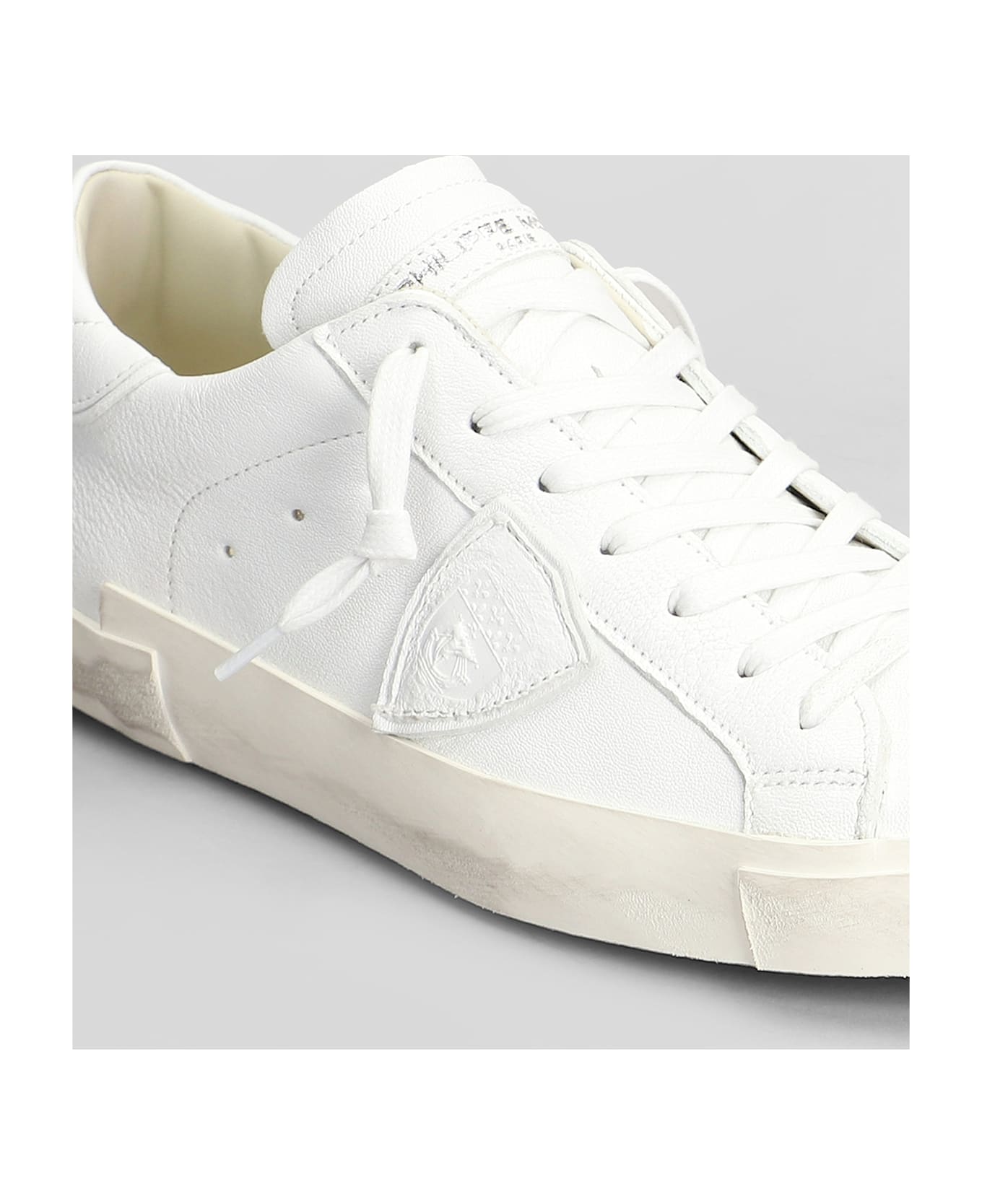 Philippe Model Prsx Low Sneakers In White Leather - white