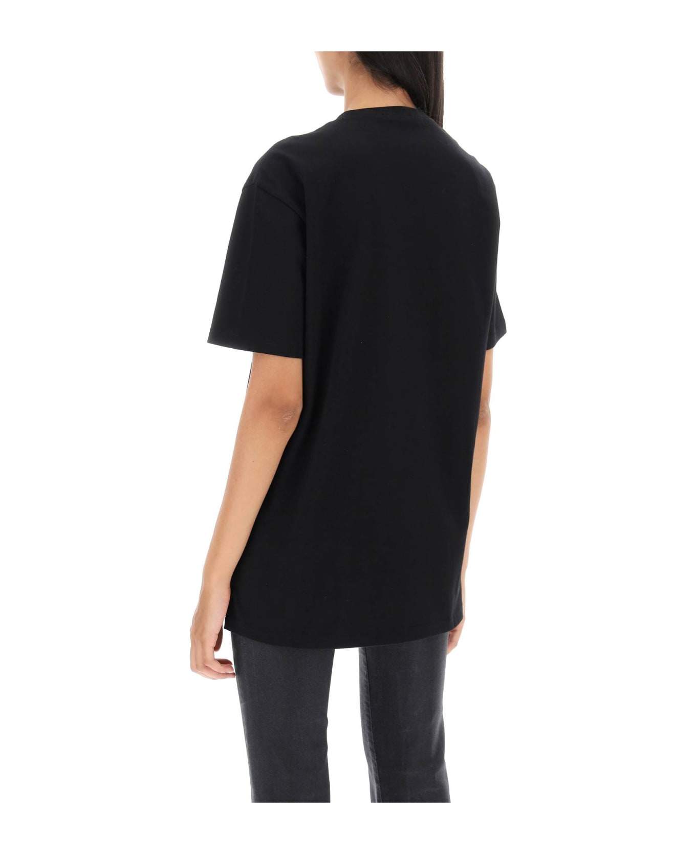 Versace Embroidered Logo T-shirt - BLACK WHITE (Black)