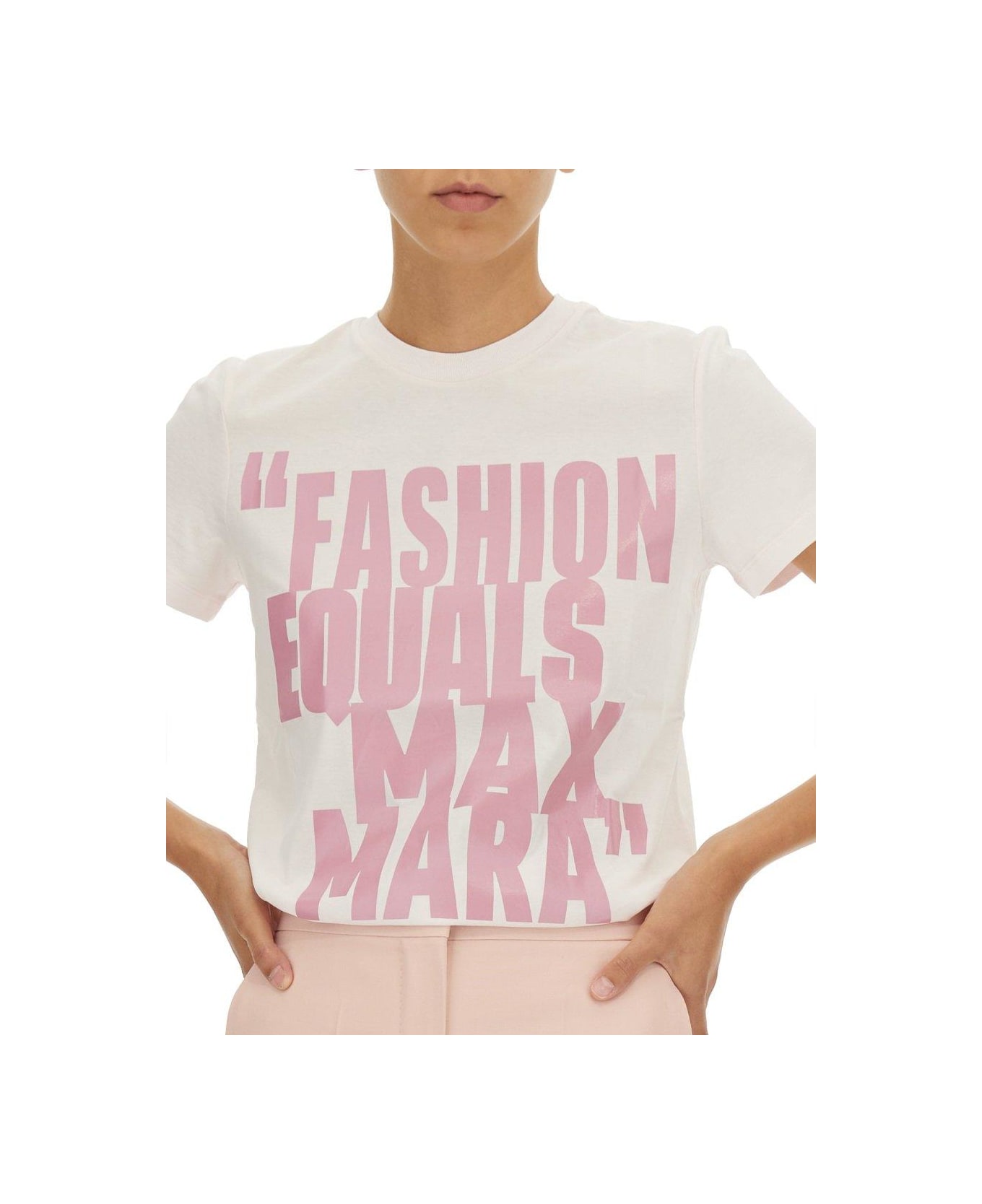 Max Mara Logo Printed Crewneck T-shirt - PINK Tシャツ