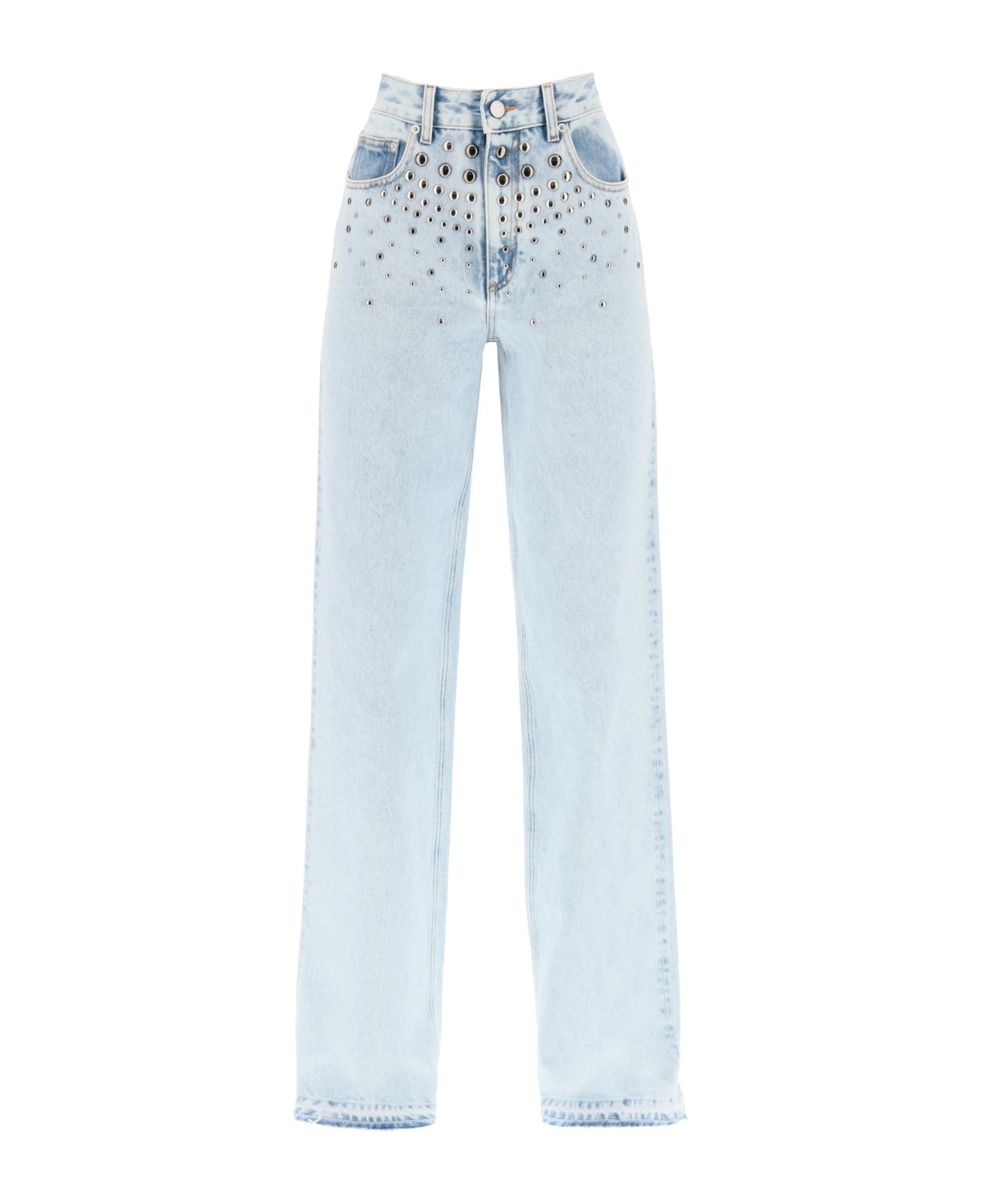 Alessandra Rich Jeans With Studs - Clear Blue