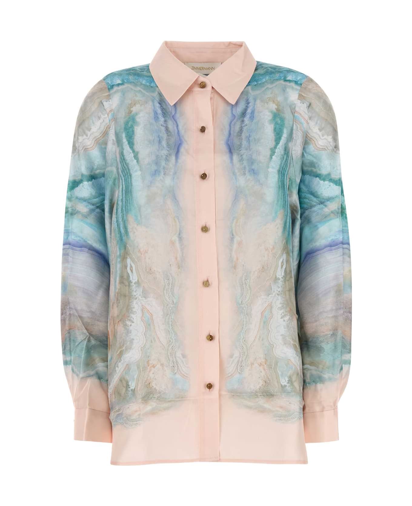Zimmermann Printed Silk Illuminate Shirt - BLUEAGATE