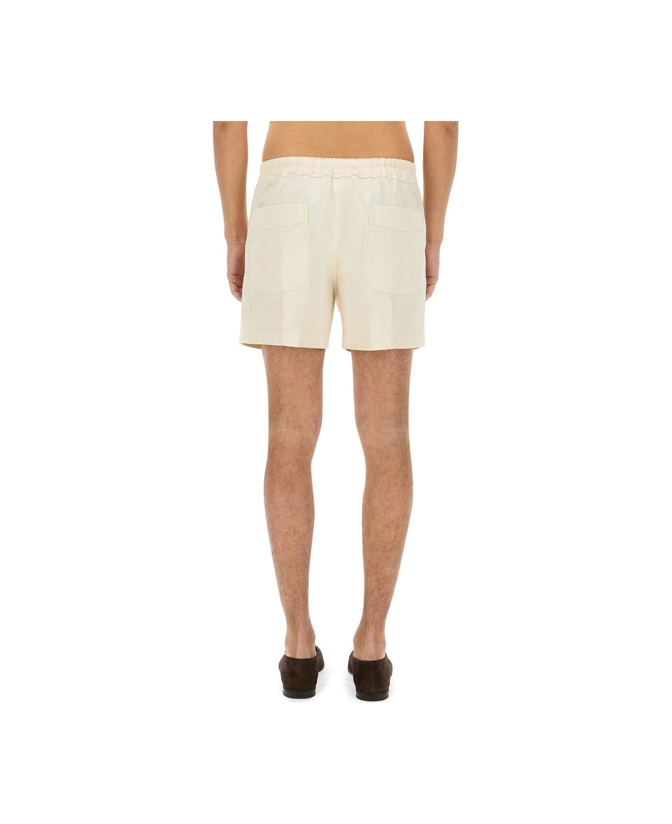 Tom Ford Ivory Satin Bermuda Shorts - CHAMPAGNEWHITE