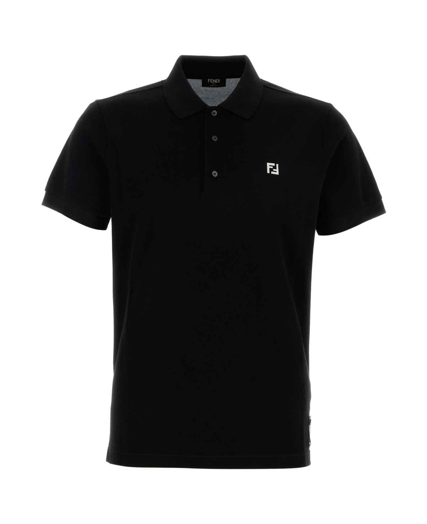 Fendi Black Piquet Polo Shirt - NERO