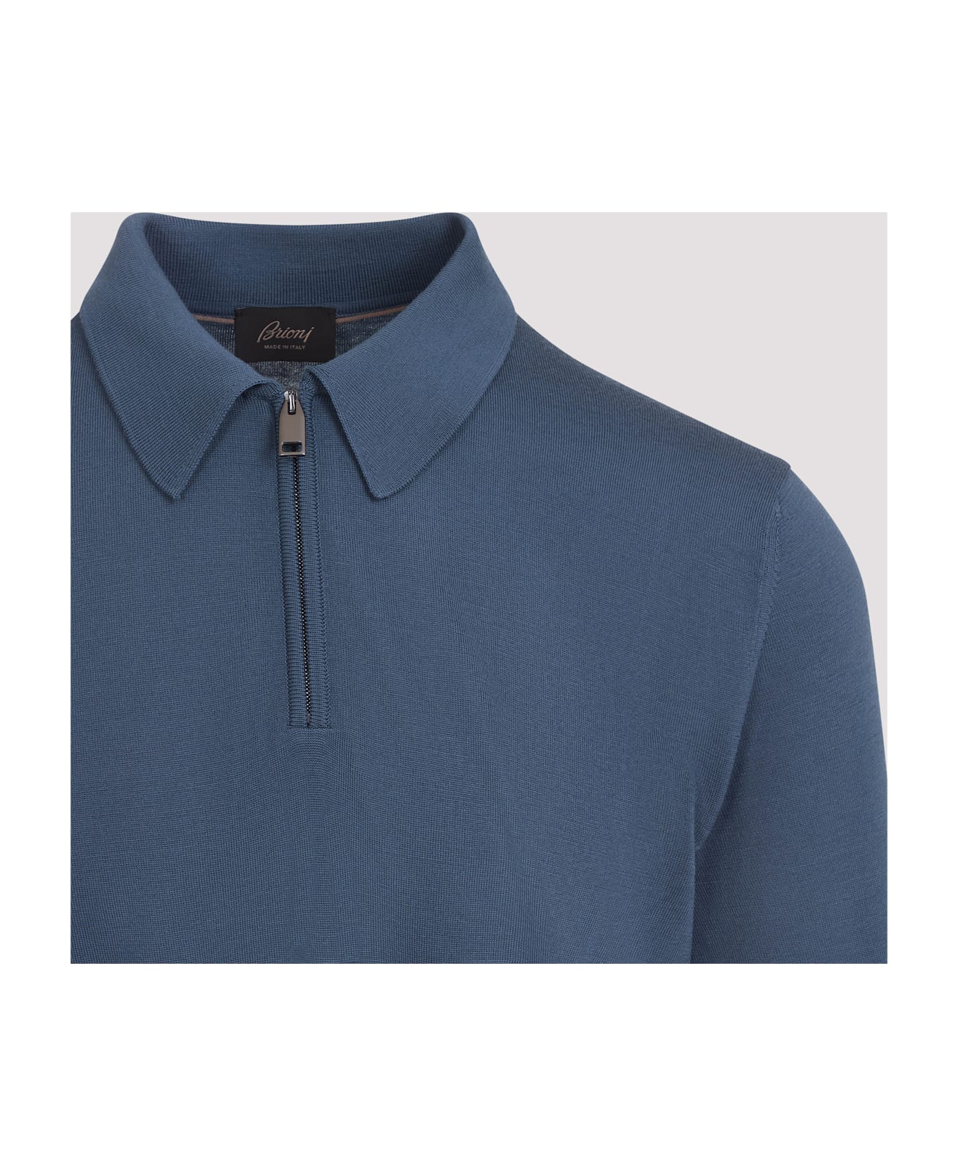 Brioni Long Sleeves Zip Polo - Nile