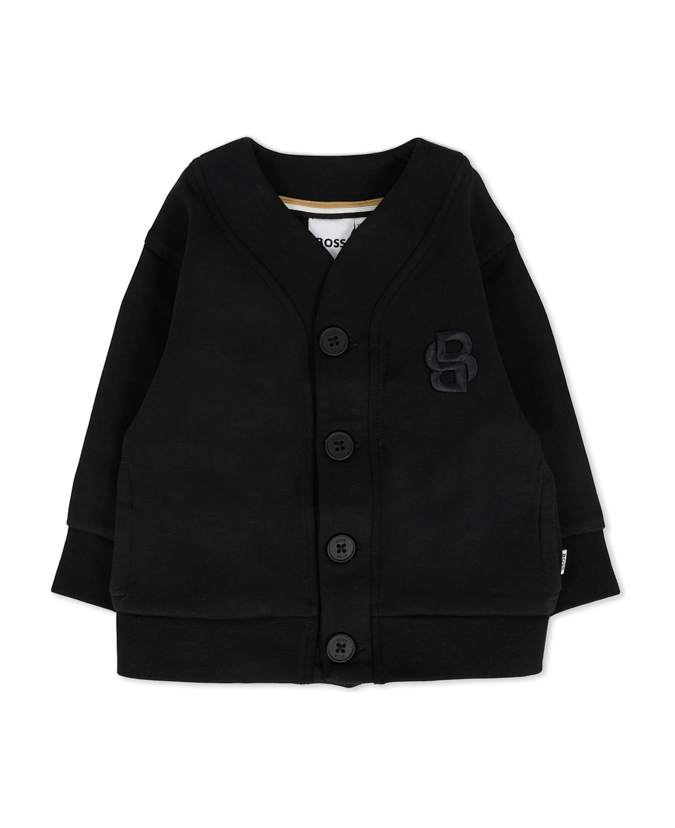 Hugo Boss Black Cardigan For Baby Boy With Logo - Black