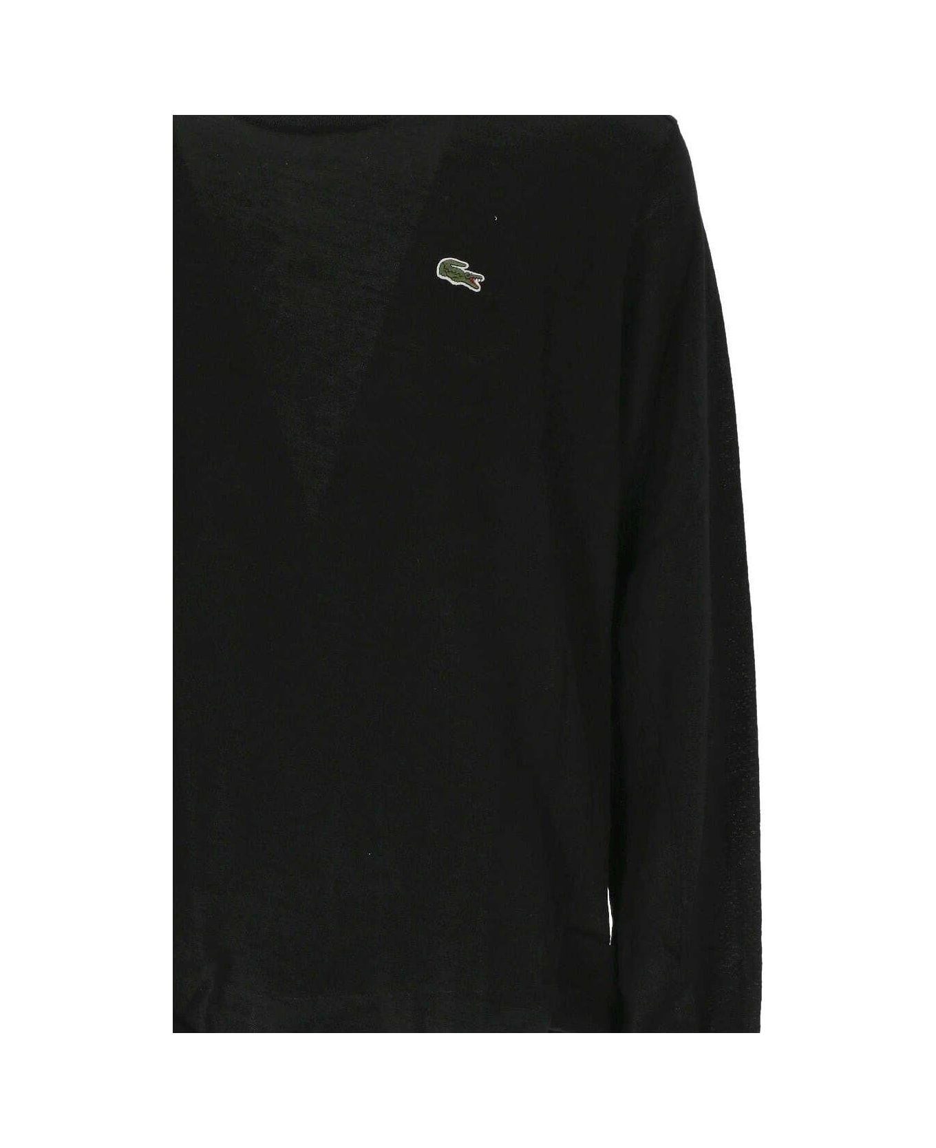 Comme des Garçons Shirt X Lacoste Logo Embroidered Crewneck Jumper - BLACK
