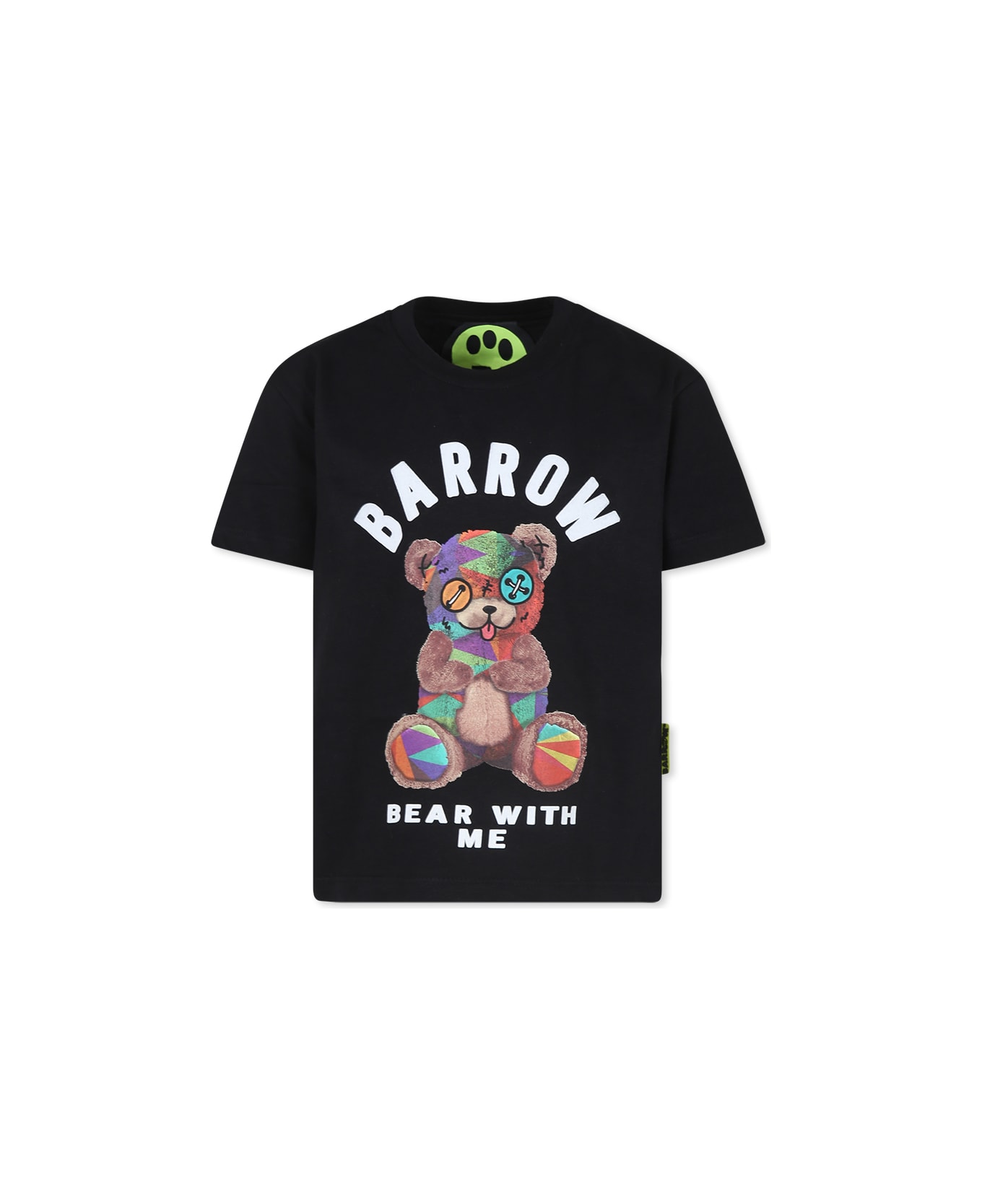 Barrow Black T-shirt For Kids With Bear Print - Nero