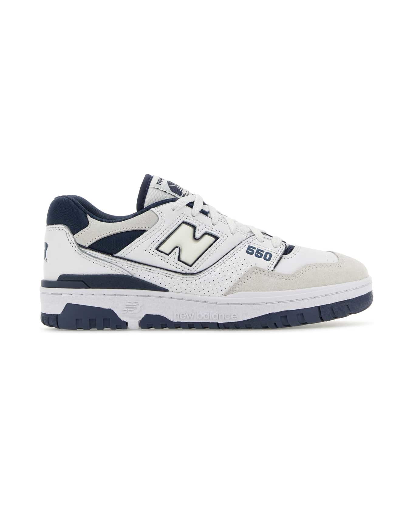 New Balance Two-tones Leather And Fabric 550 Sneakers - WHITE スニーカー