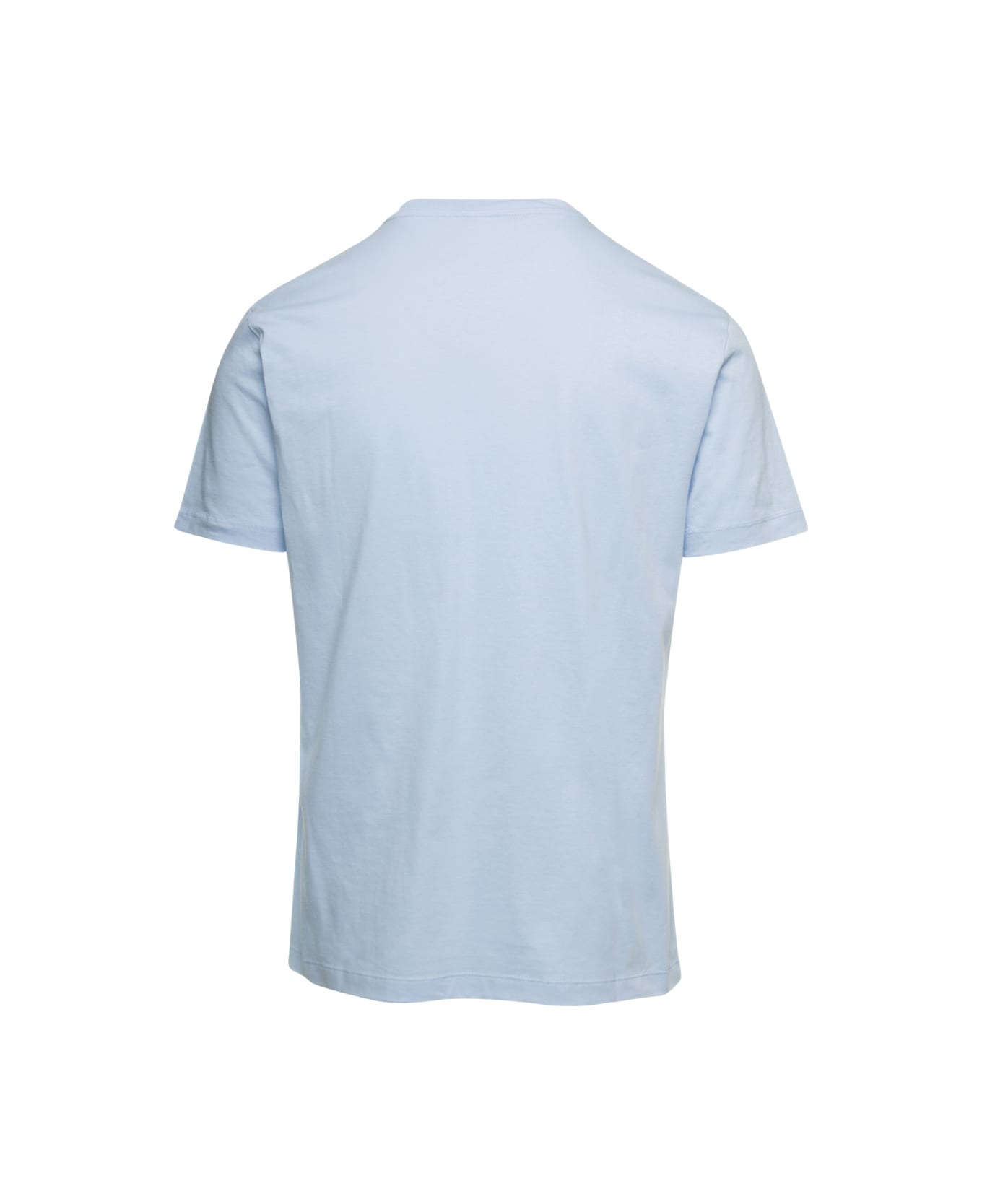 Versace Light Blue 'medusa' T-shirt With Front Logo Print In Cotton Man - Light blue