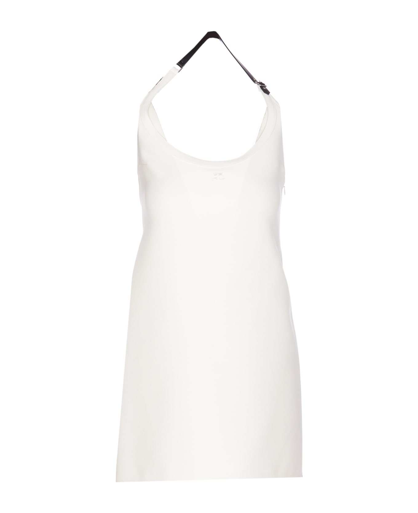Courrèges Buckle Babydoll Twill Dress - White