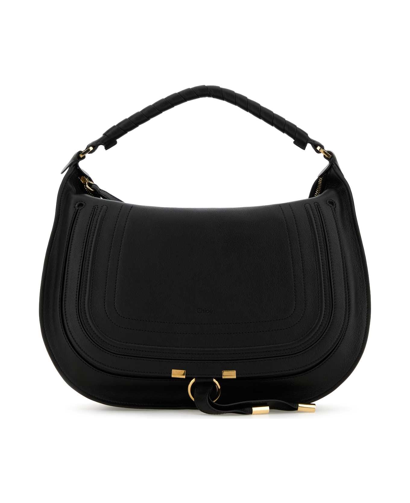 Chloé Black Leather Marcie Shoulder Bag - BLACK