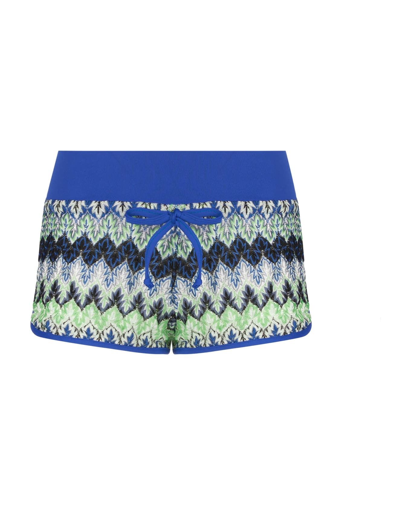 MC2 Saint Barth Woman Shorts With Multicolor Pattern - BLUE