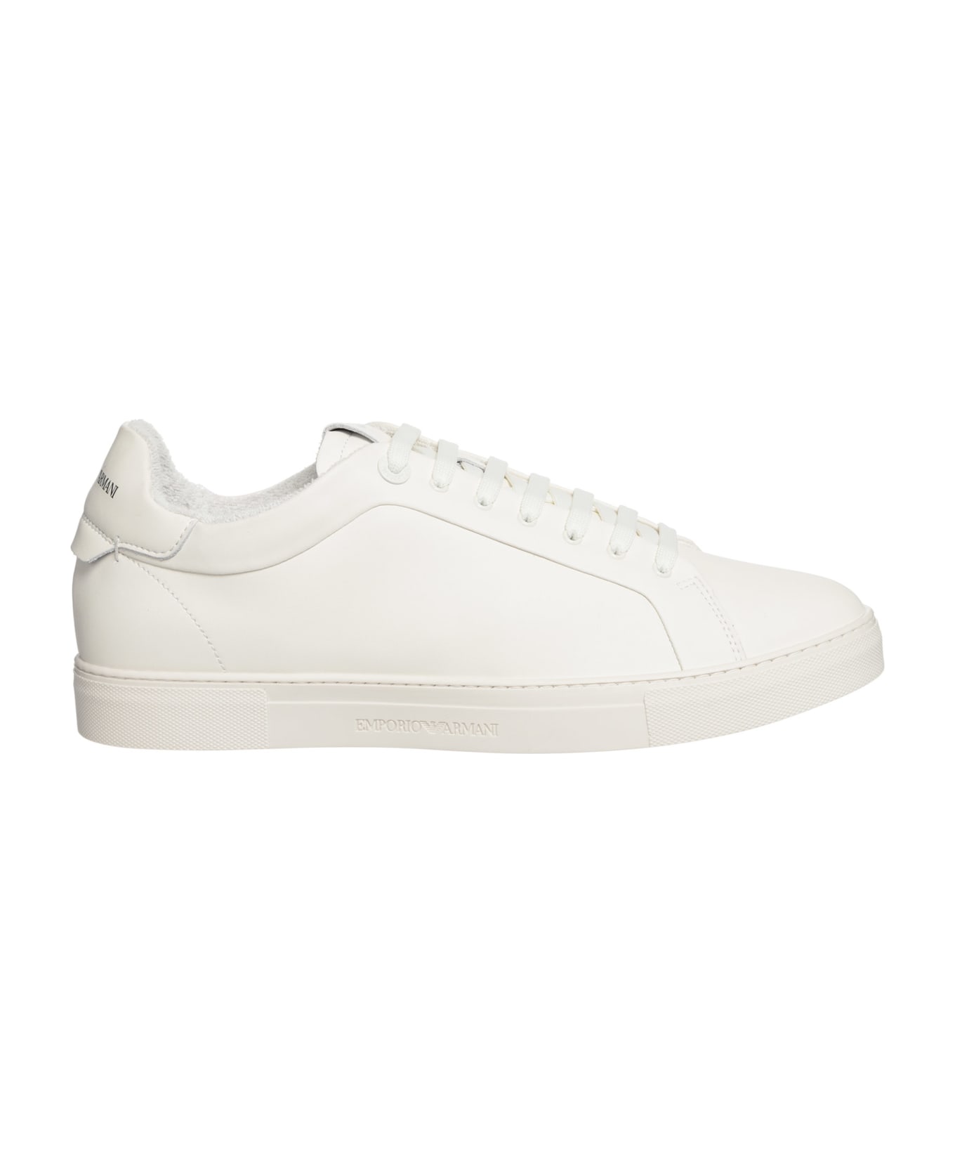 Emporio Armani Leather Sneakers With Logo - White