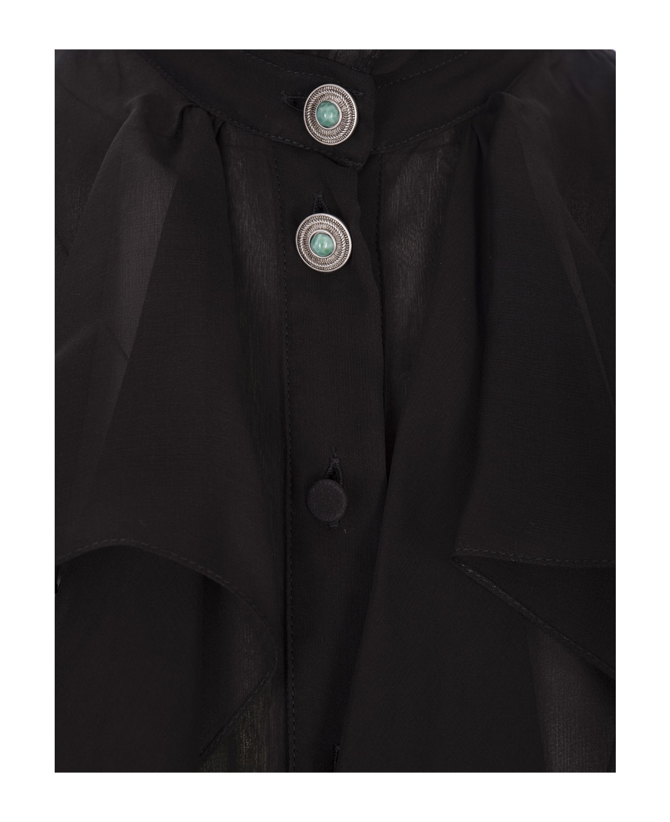 Roberto Cavalli Black Long Dress With Ruffles - Nero ワンピース＆ドレス