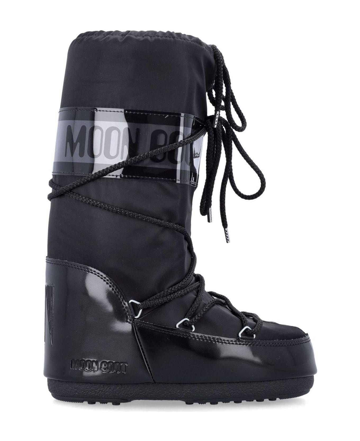 Moon Boot Icon Glance Satin Lace-up Snow Boots - Black