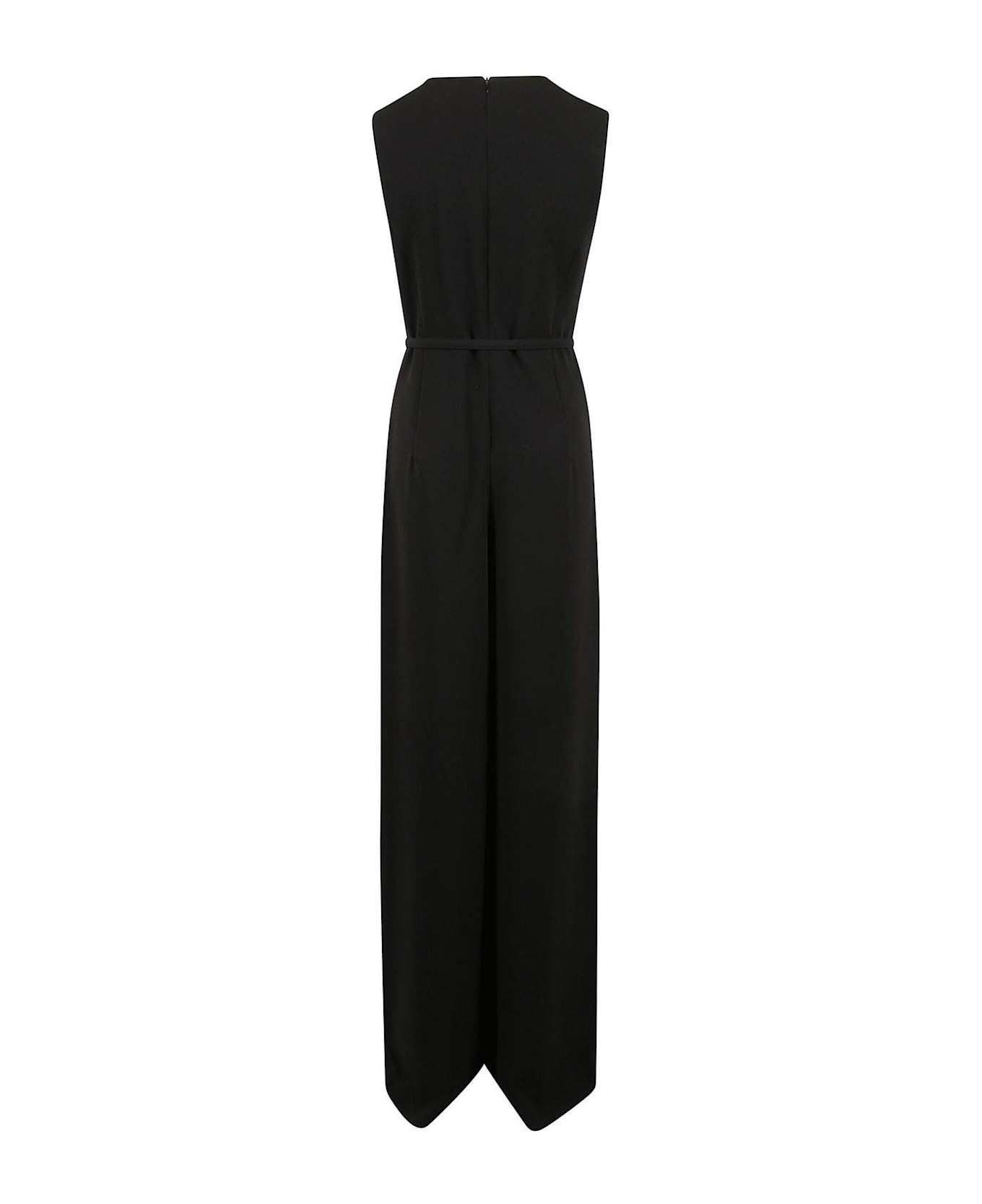 Max Mara Belted Crewneck Sleeveless Dress - Black