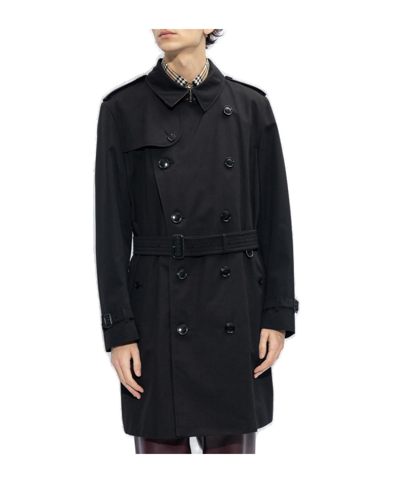 Burberry Belted Double-breasted Trench Coat - Black