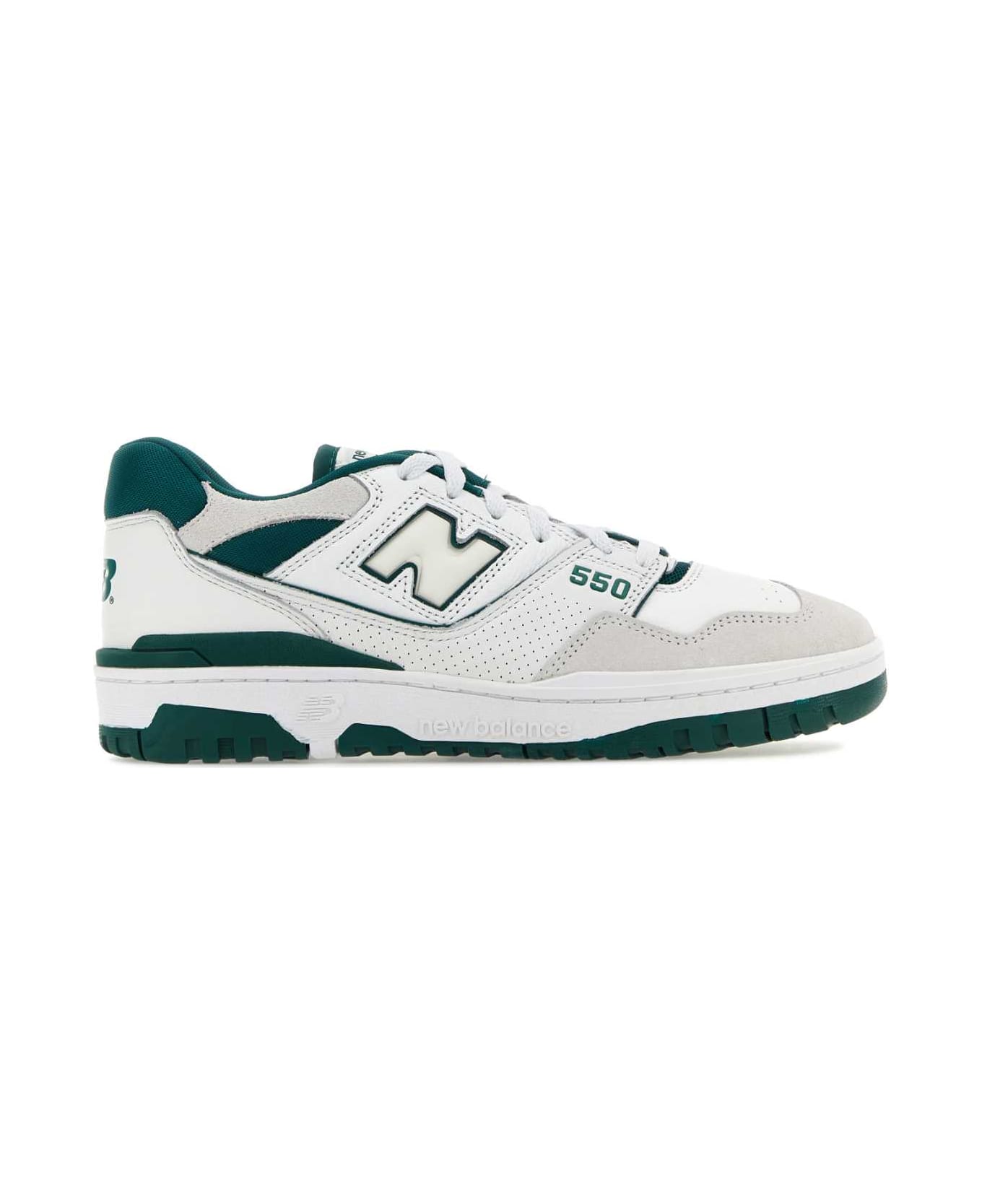 New Balance Two-tones Leather And Fabric 550 Sneakers - WHITE
