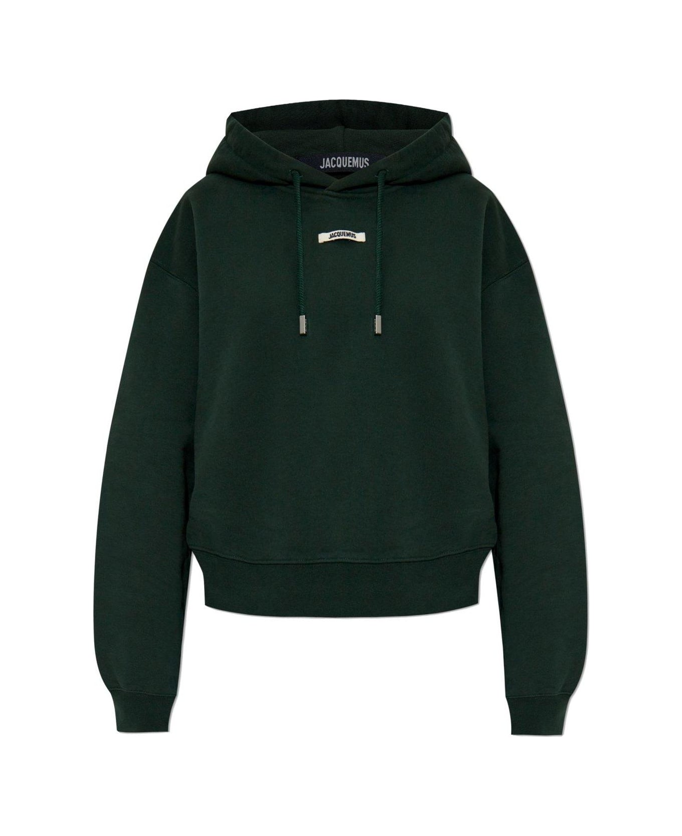Jacquemus 
le Hoodie Gros Grain
 Green Hoodie With Logo Patch On The Front In Cotton Woman - DARK GREEN 2
