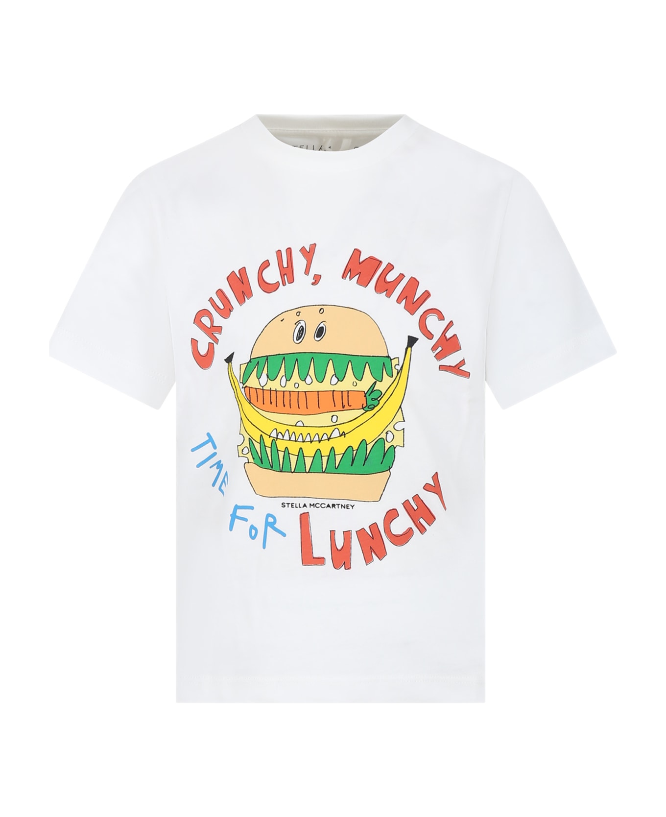 Stella McCartney Kids White T-shirt For Boy With Hamburger Print - White