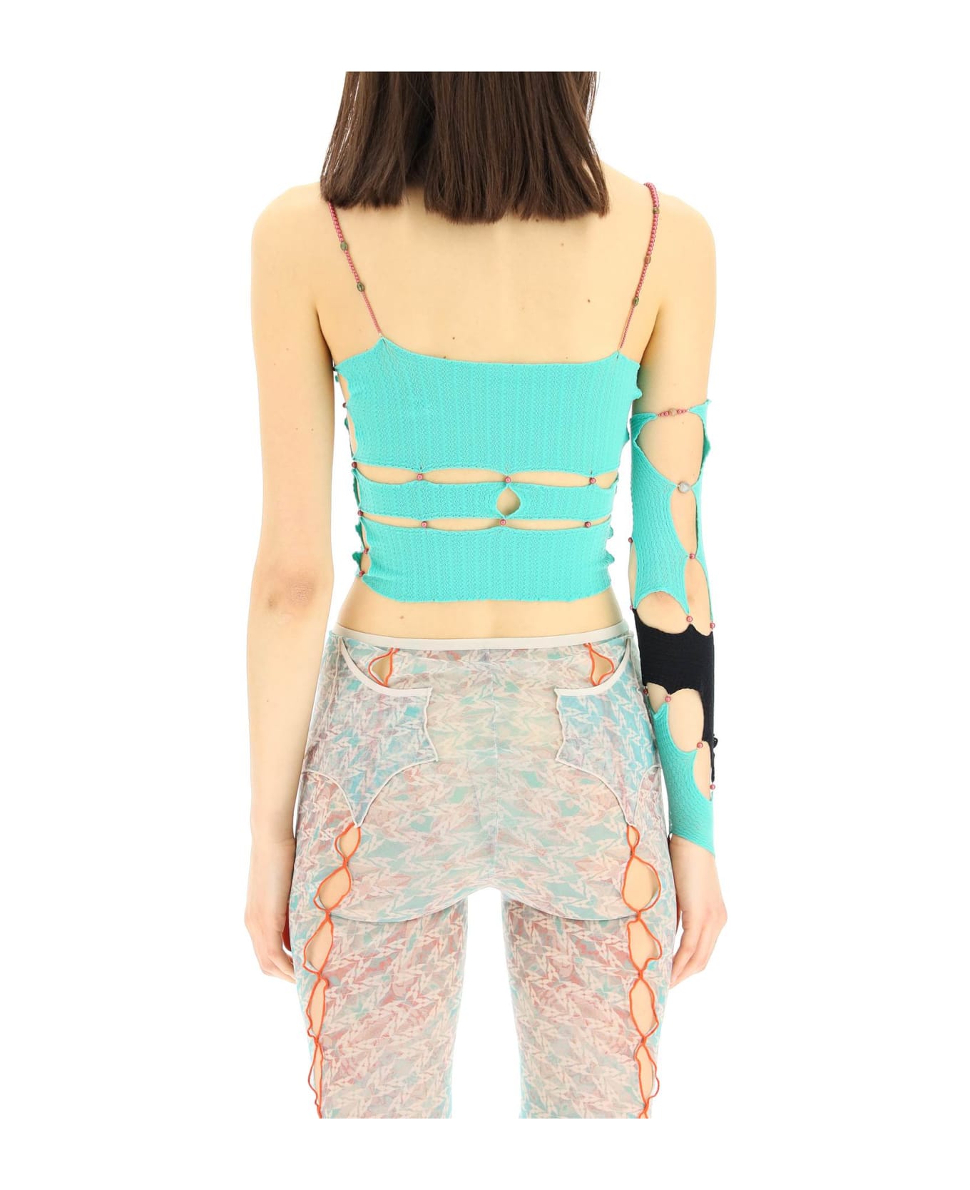 Rui Knit Sleeve With Cut-out And Beads - SEAFOAM ONYX (Green) タンクトップ