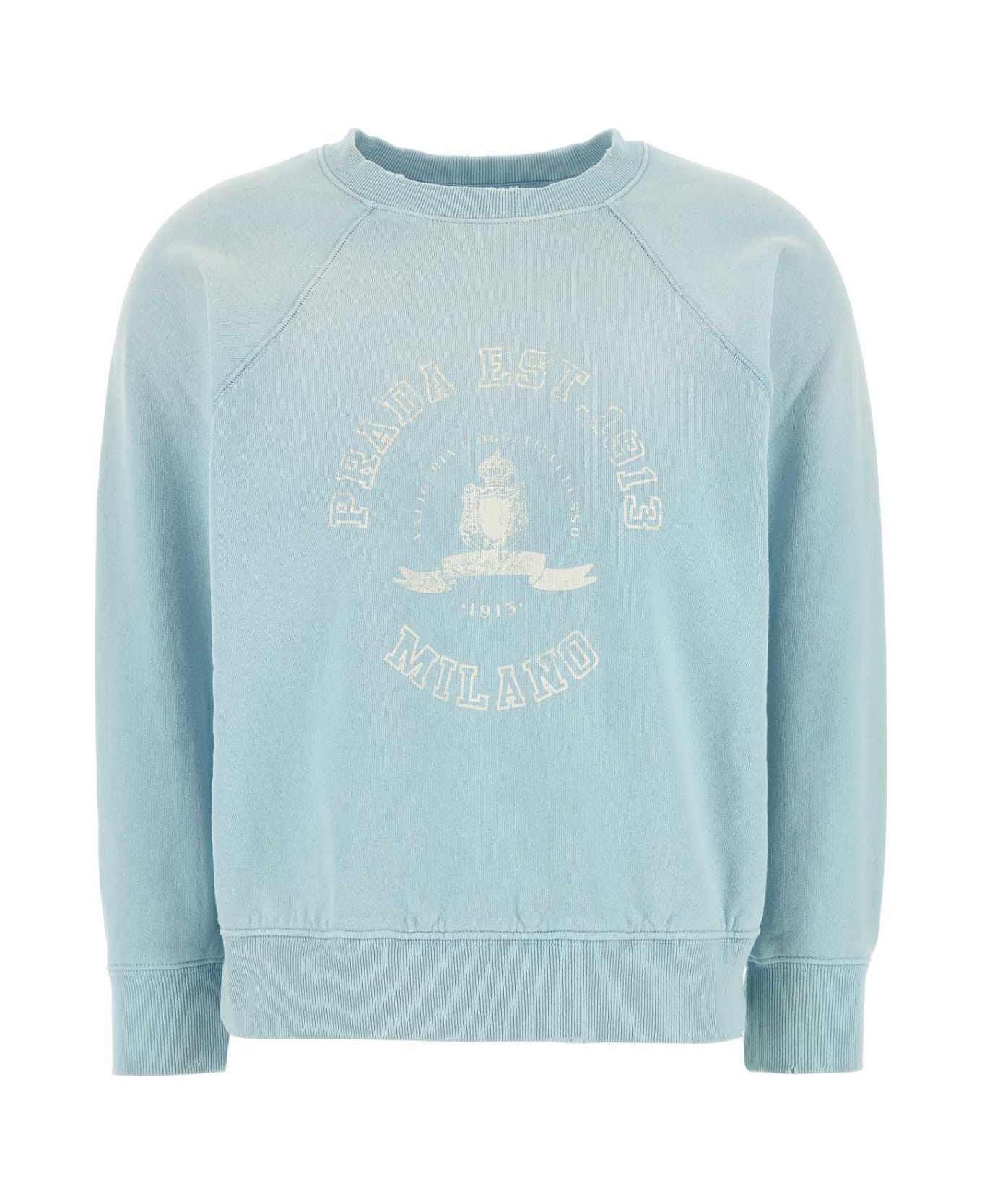 Prada Light Blue Cotton Sweatshirt - ASTRALE