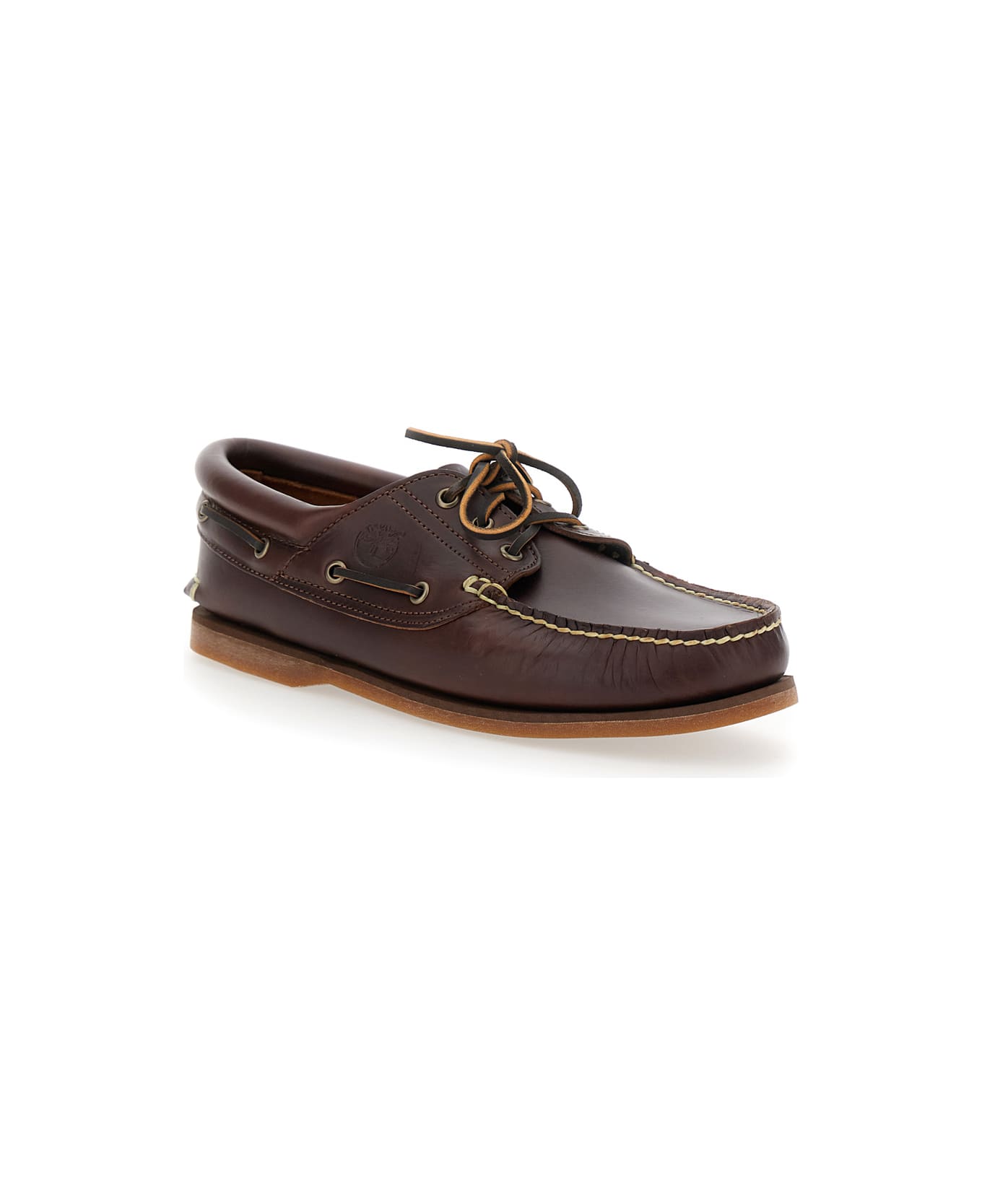 Timberland Brown Boat Loafers With Two-tone Laces In Leather Man - Brown
