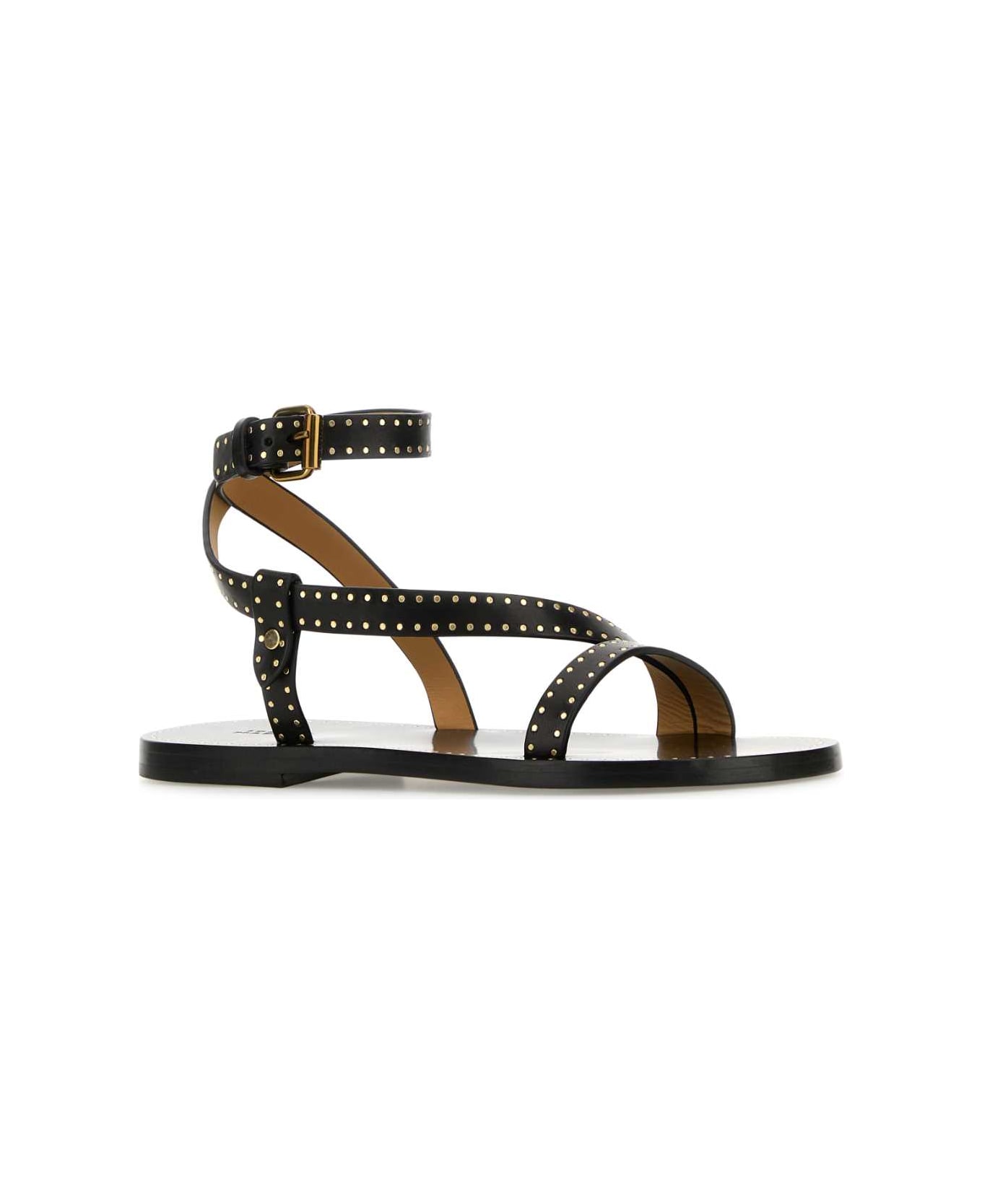 Isabel Marant Black Leather Jopee Sandals