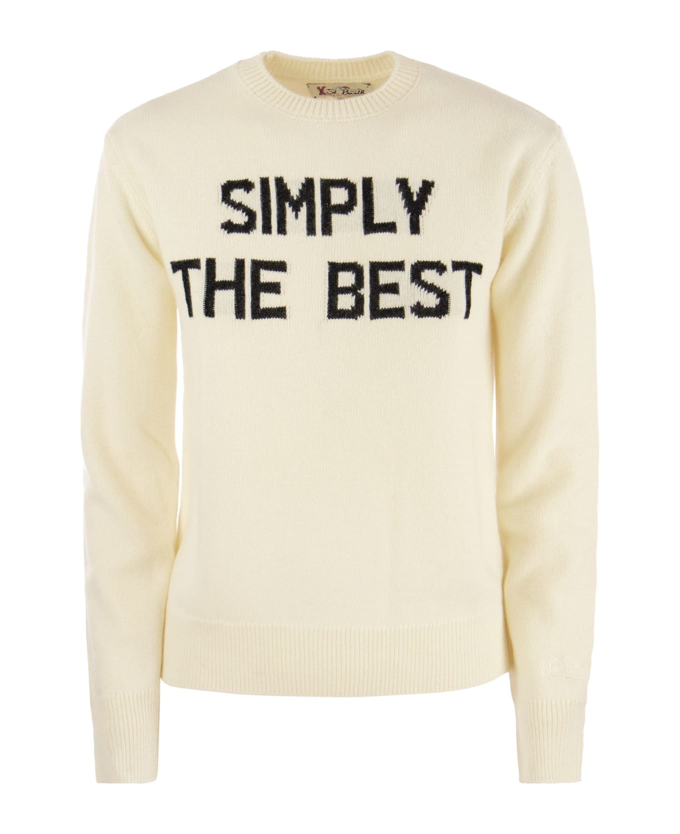 MC2 Saint Barth Wool And Cashmere Blend Jumper With Simply The Best Embroidery - White